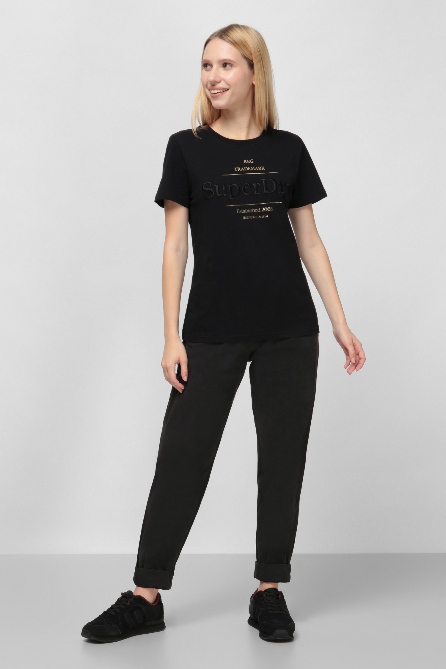 Женская черная футболка SuperDry W1010236A;02A