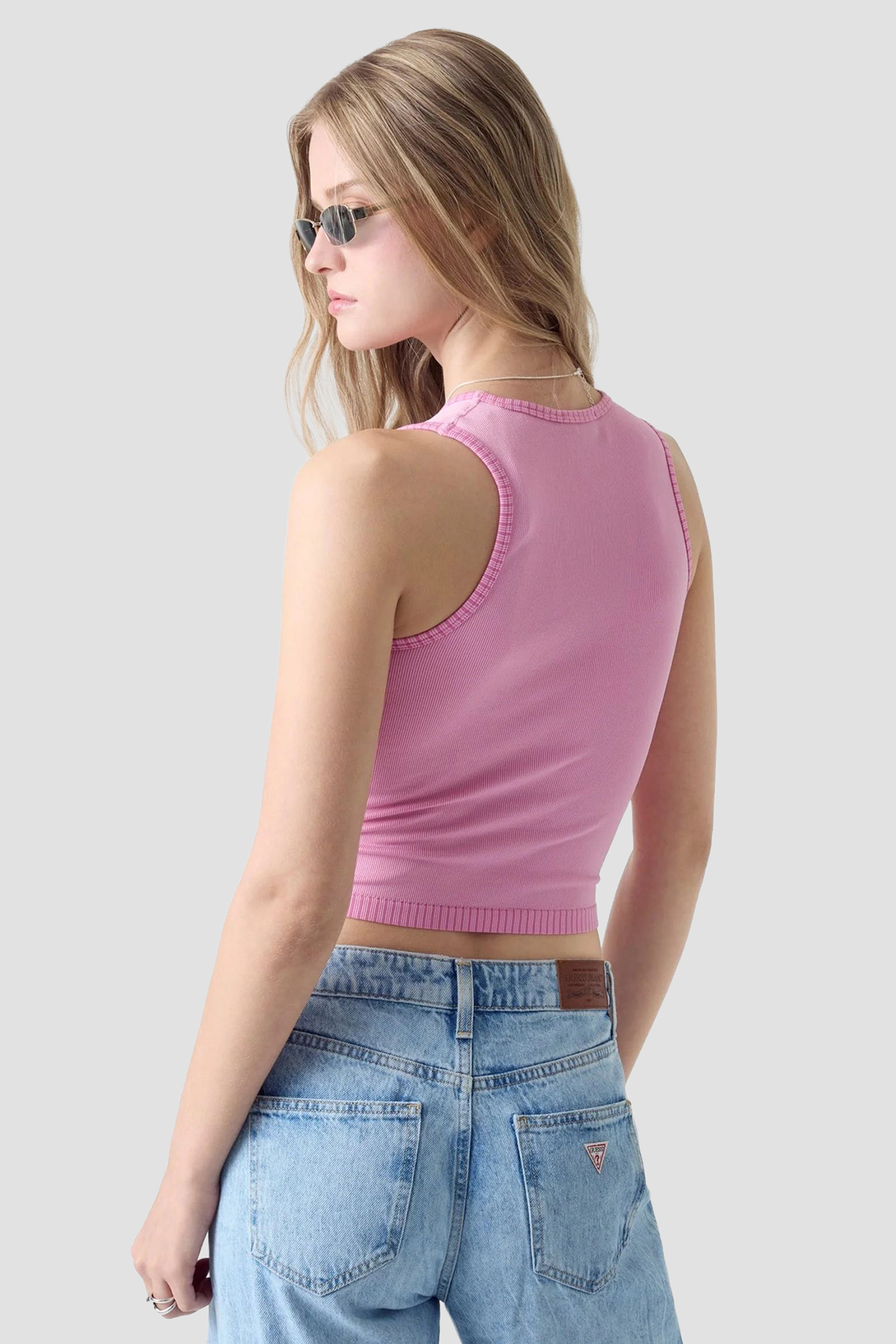 Женский розовый топ Guess Jeans W6RP35.KD152;G65F