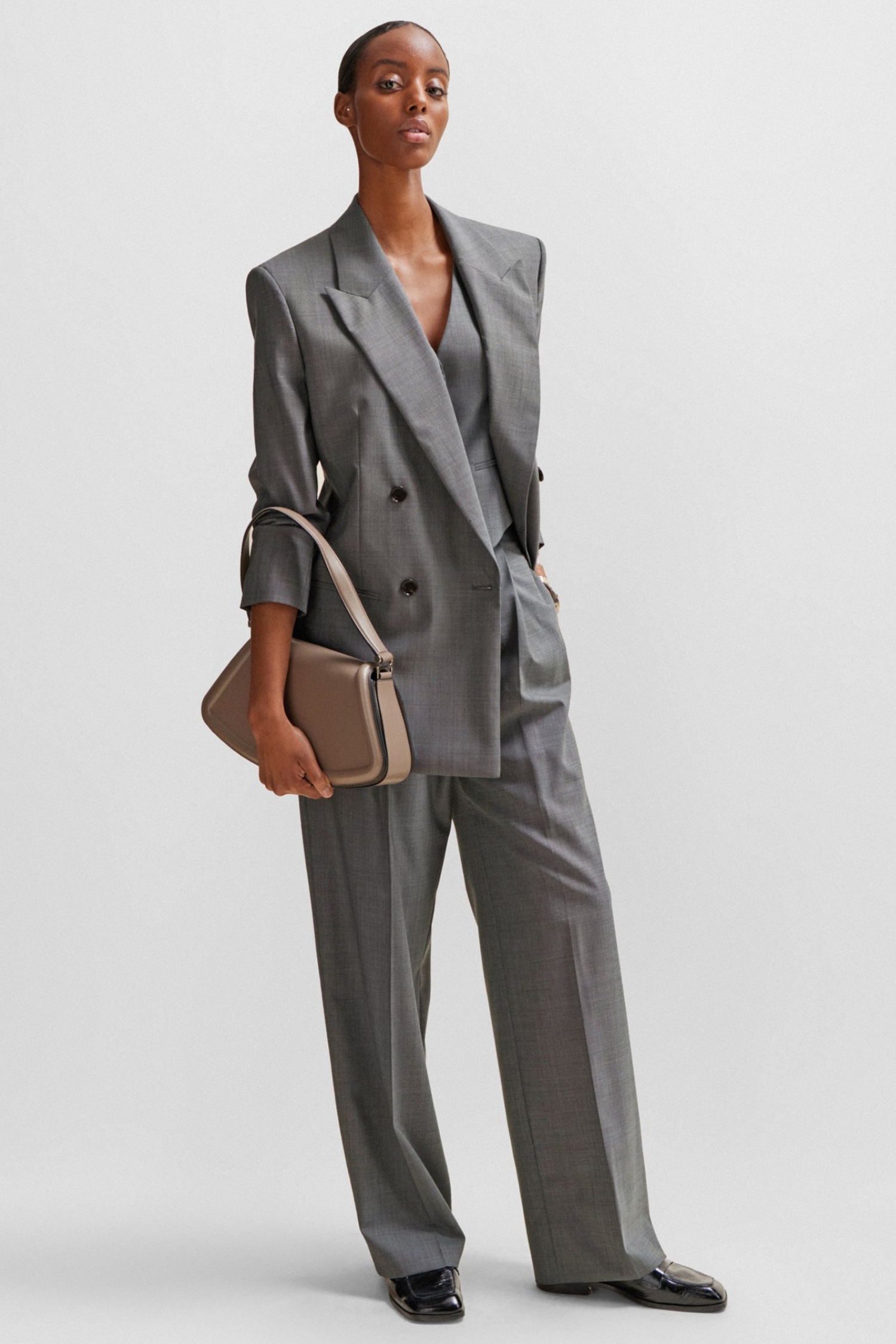 Женский серый шерстяной жакет BOSS 50505587;960