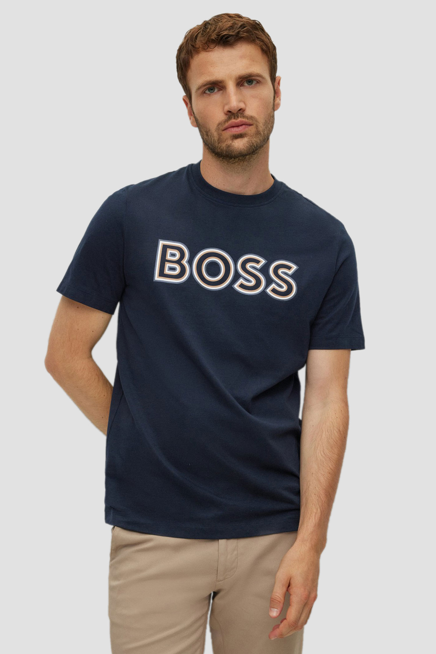 Мужская темно-синяя футболка BOSS 50476801;404