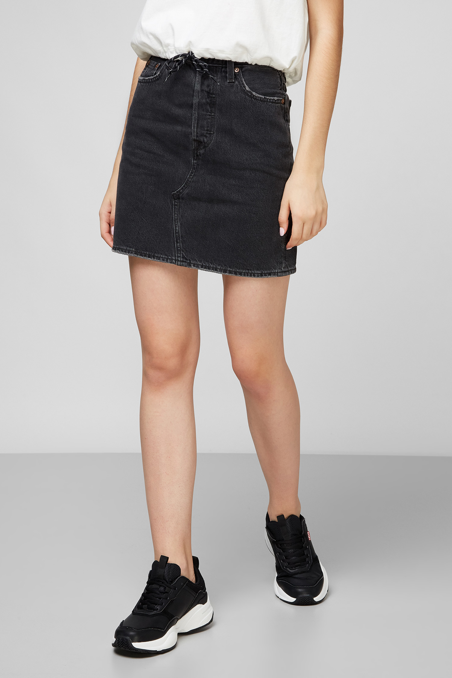 Темно-сіра джинсова спідниця для дівчат High-Rise Deconstructed Skirt Levi’s® 77882;0018