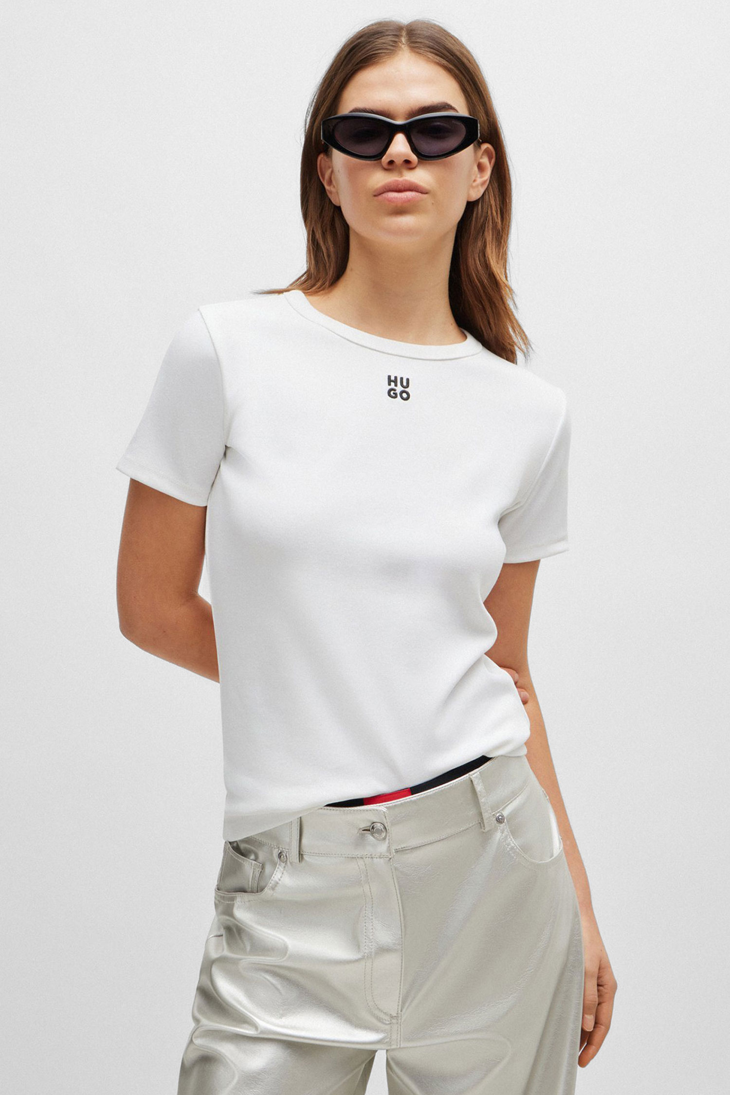 Женская белая футболка HUGO 50512002;100