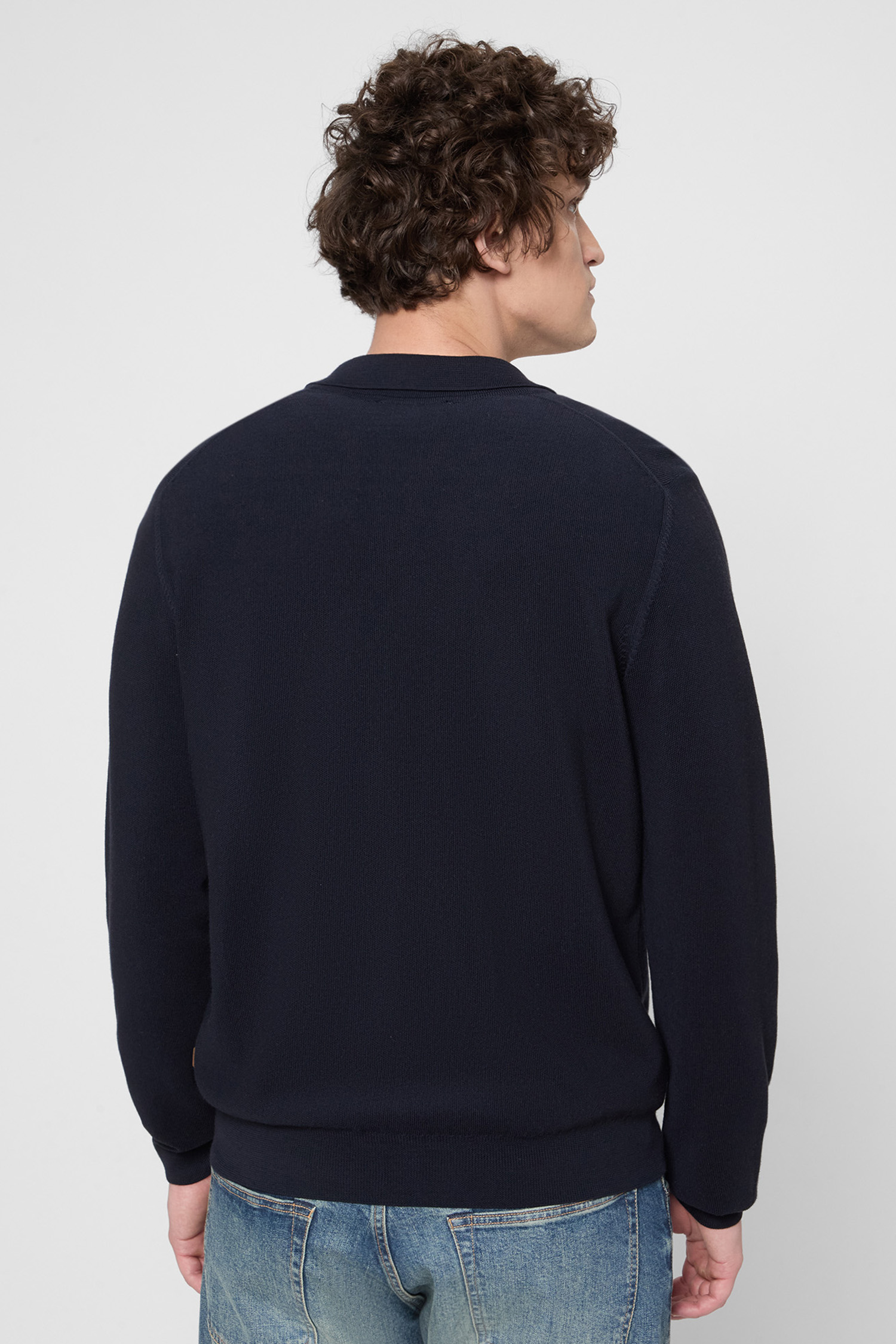 Мужской темно-синий шерстяной кардиган BOSS 50543272;404