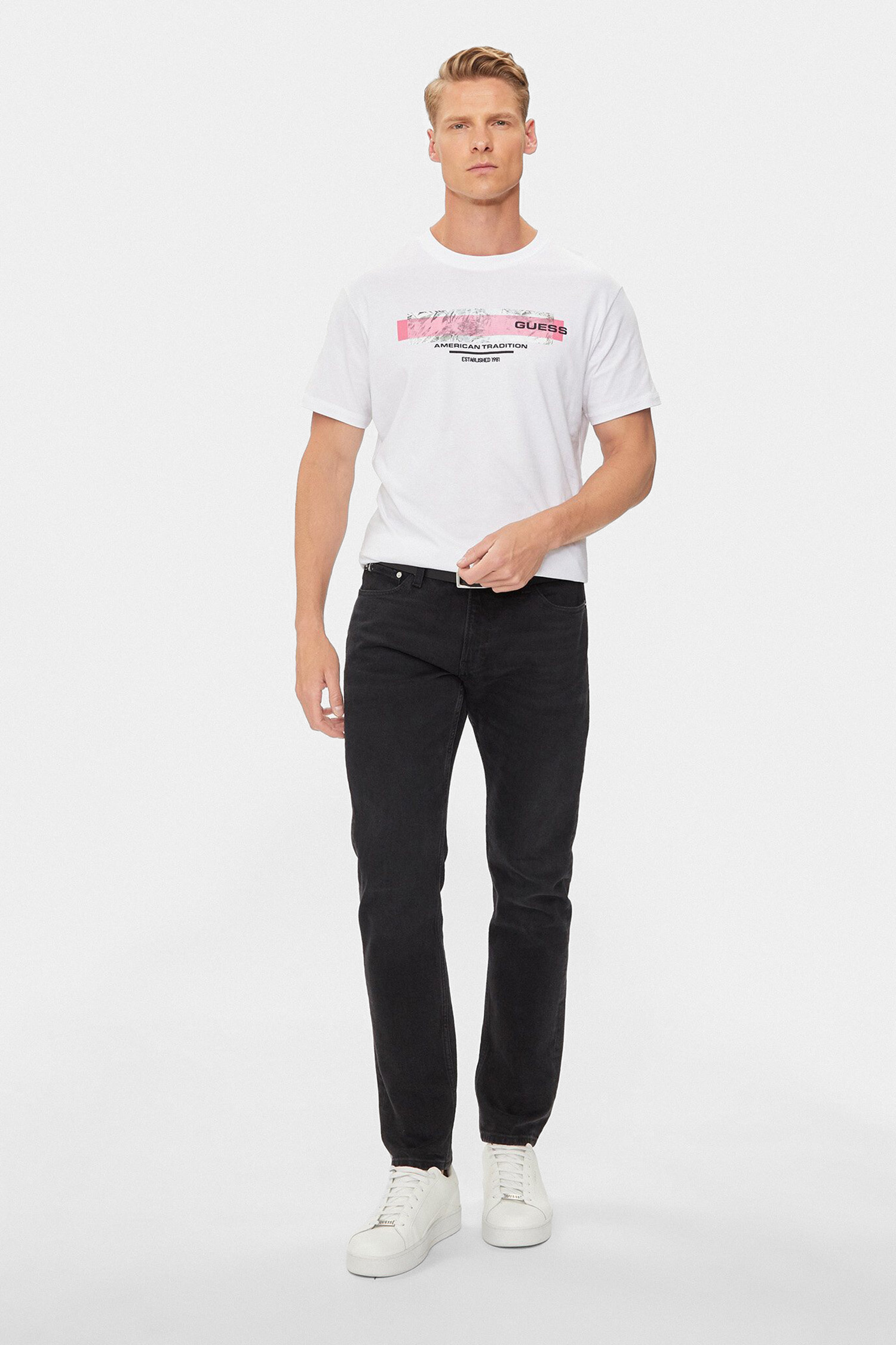 Мужская белая футболка Guess M4YI03.I3Z14;G011