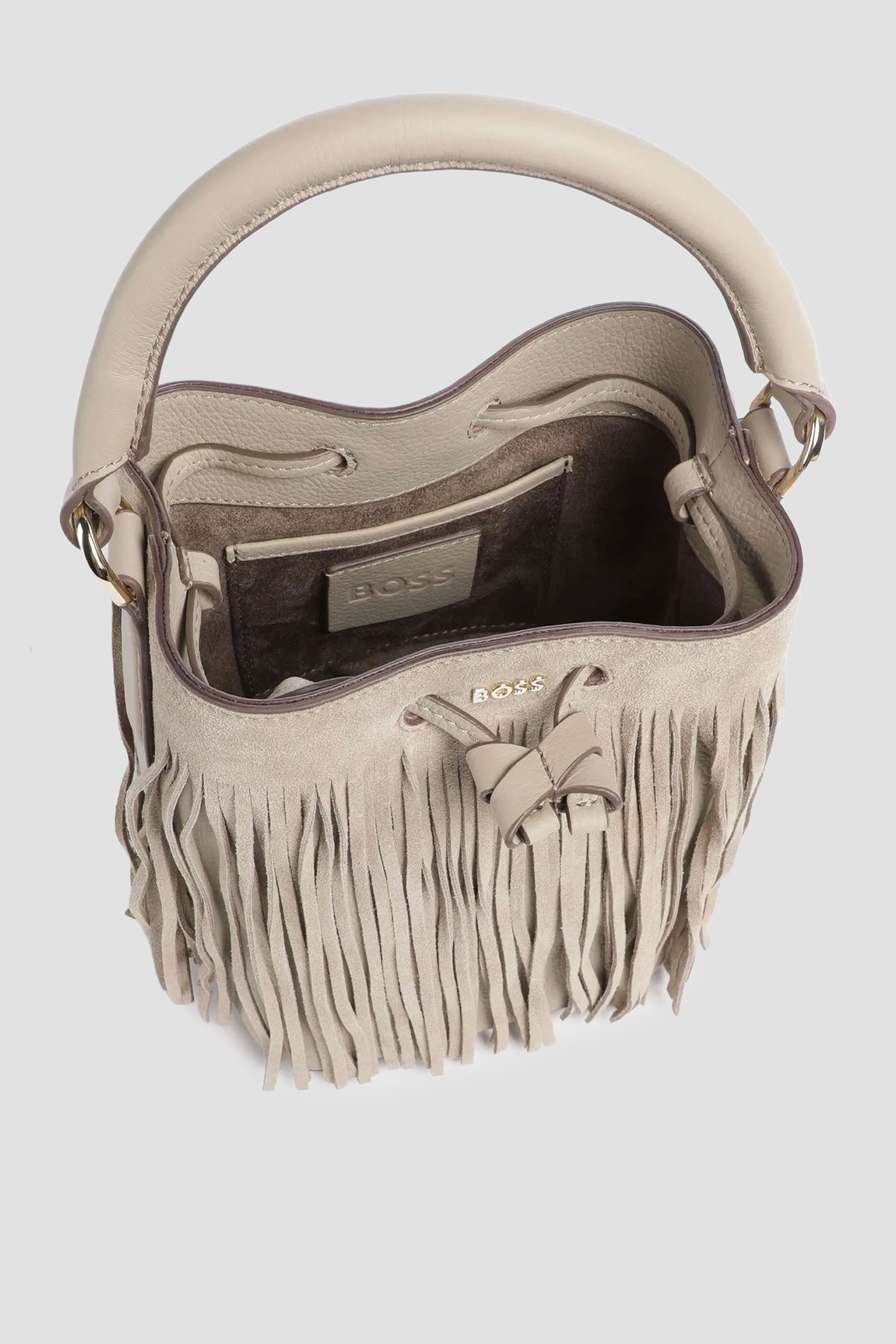 Жіноча бежева шкіряна сумка BOSS 50557994;273