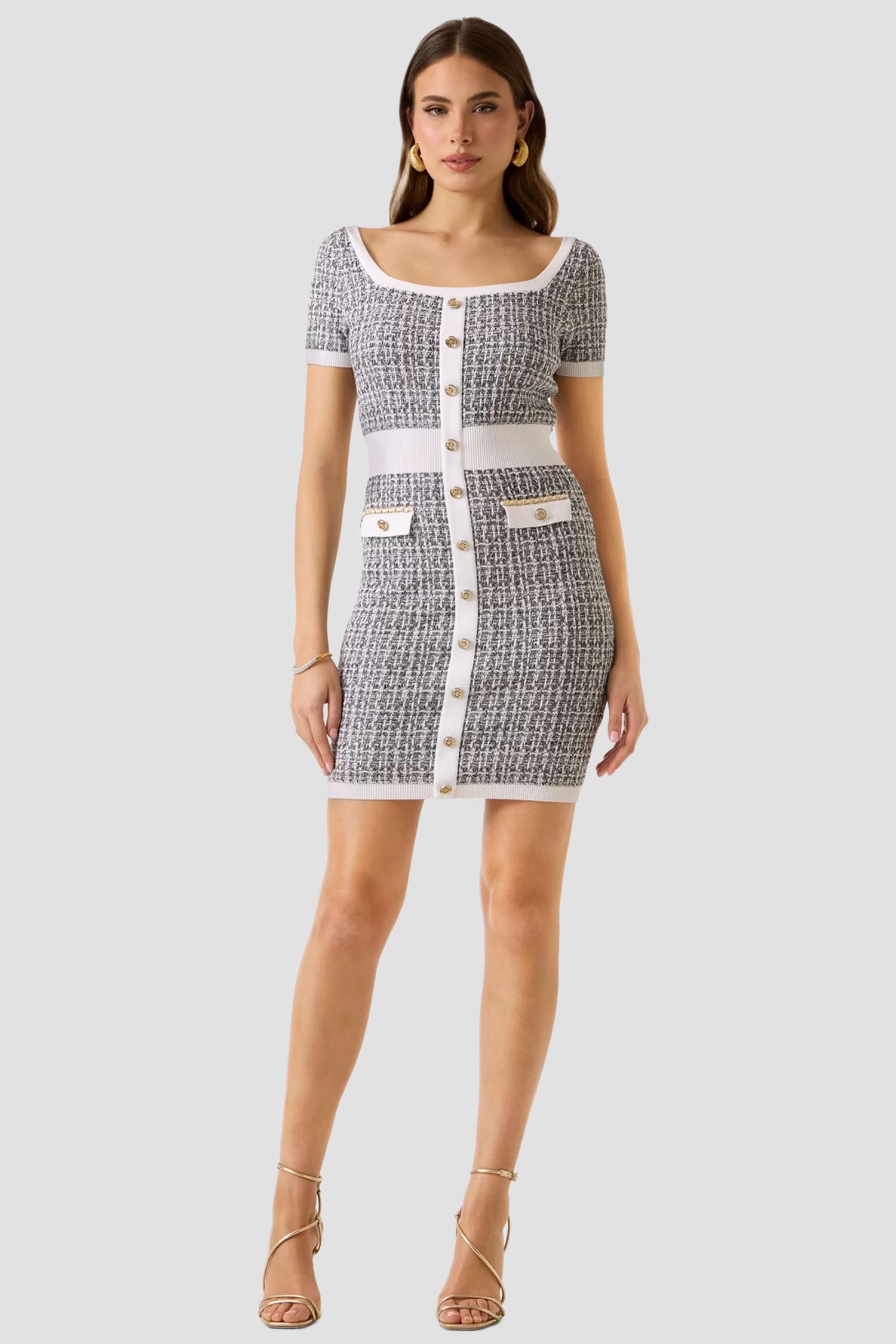 Жіноча сіра твідова сукня Guess W6RK42.Z0361;FJ5N