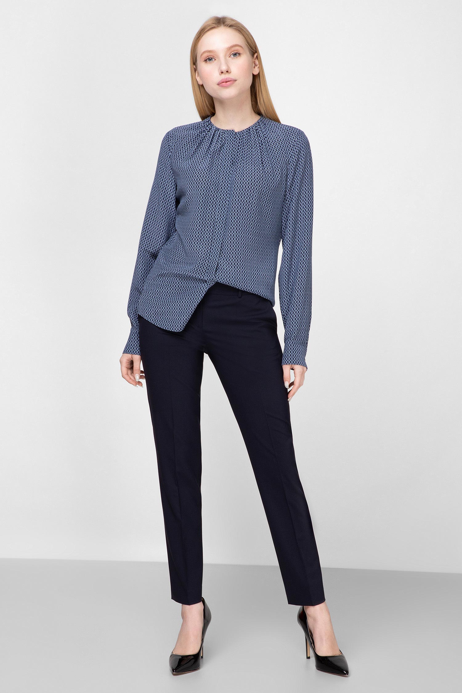 Женская темно-синяя блуза Regular Fit BOSS 50426003;963