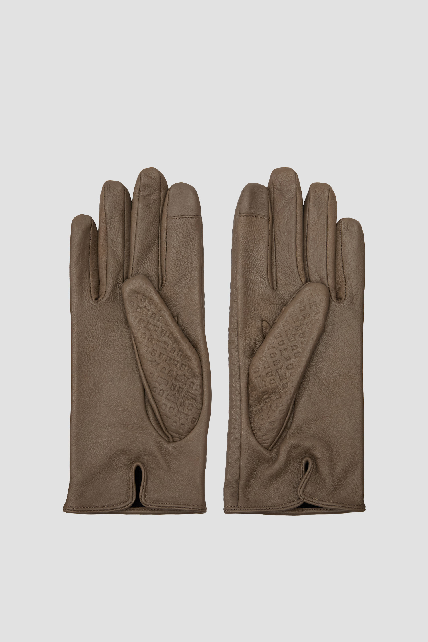 Женские оливковые кожаные перчатки BOSS 50526660;209