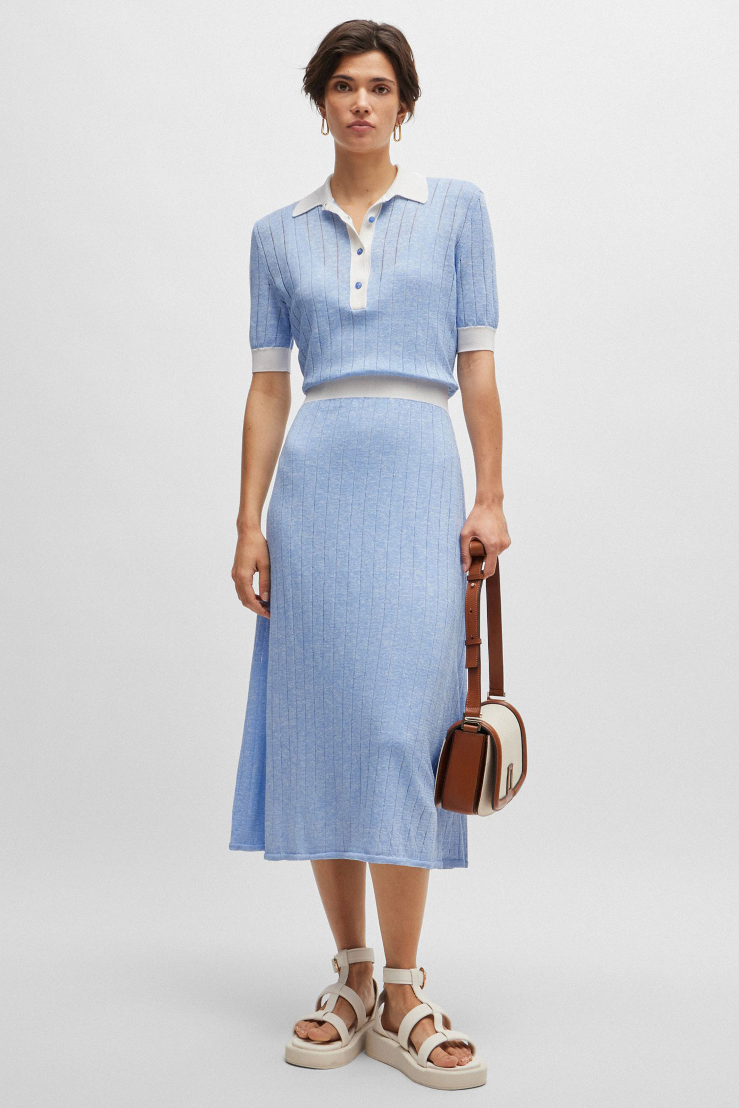 Женское голубое льняное платье BOSS 50509329;969