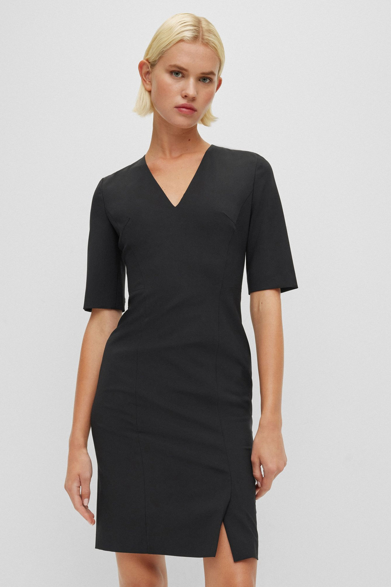 Женское черное шерстяное платье BOSS 50395627;001