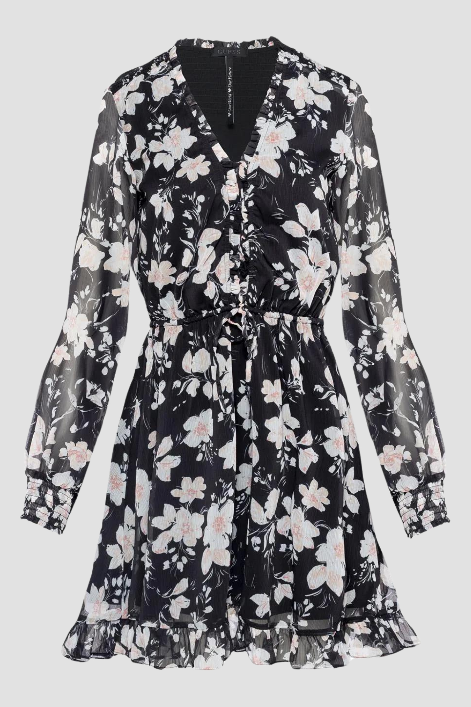 Жіноча чорна сукня з візерунком Guess W4GK42.WDW82;P9WM