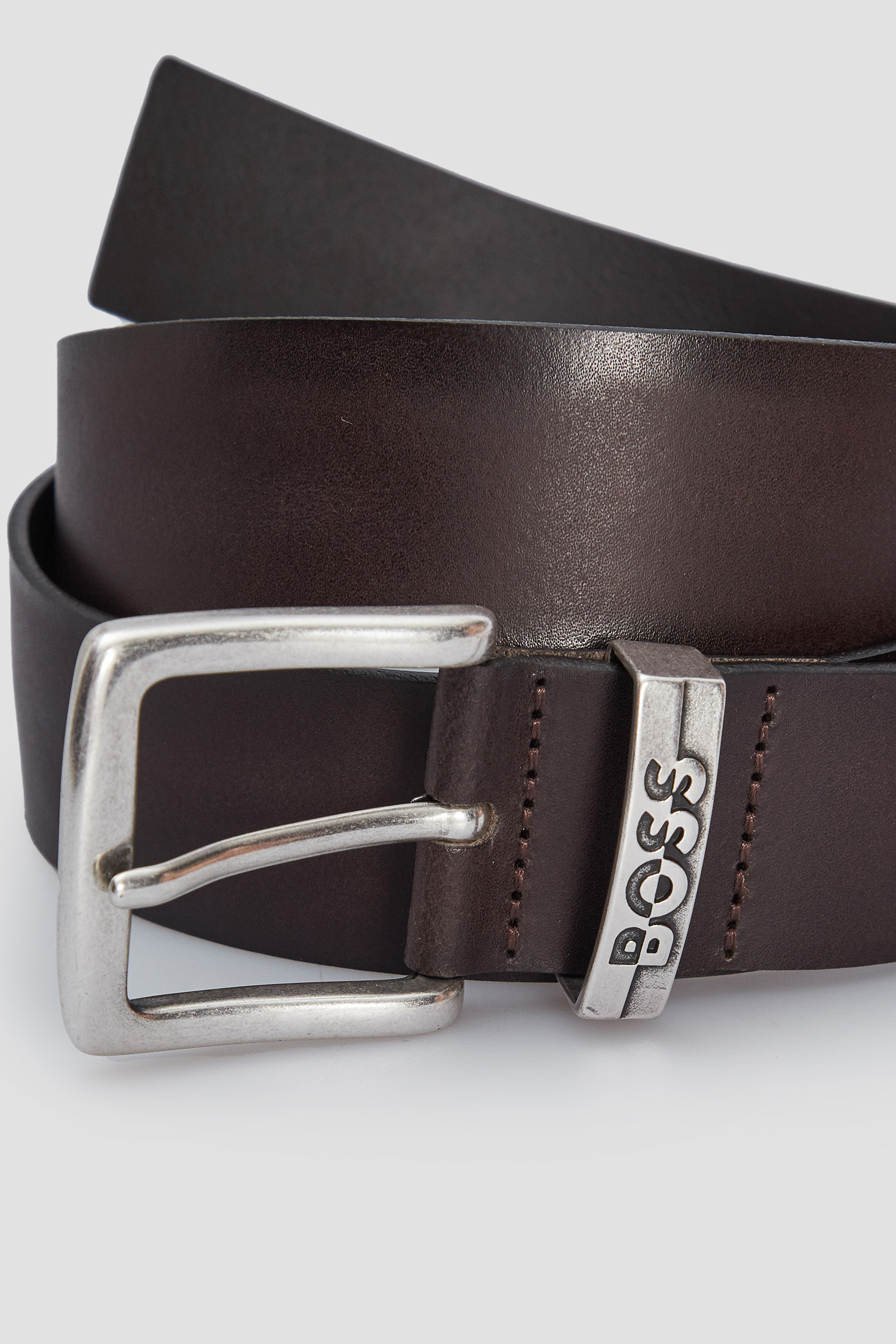 Мужской темно-коричневый кожаный ремень BOSS 50503372;202