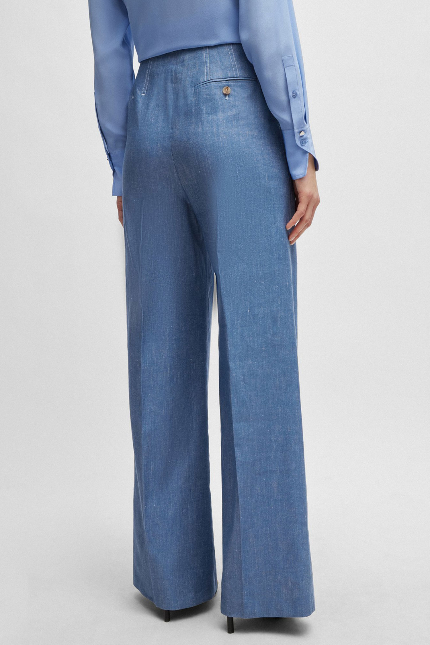 Жіночі сині лляні брюки BOSS 50514913;450