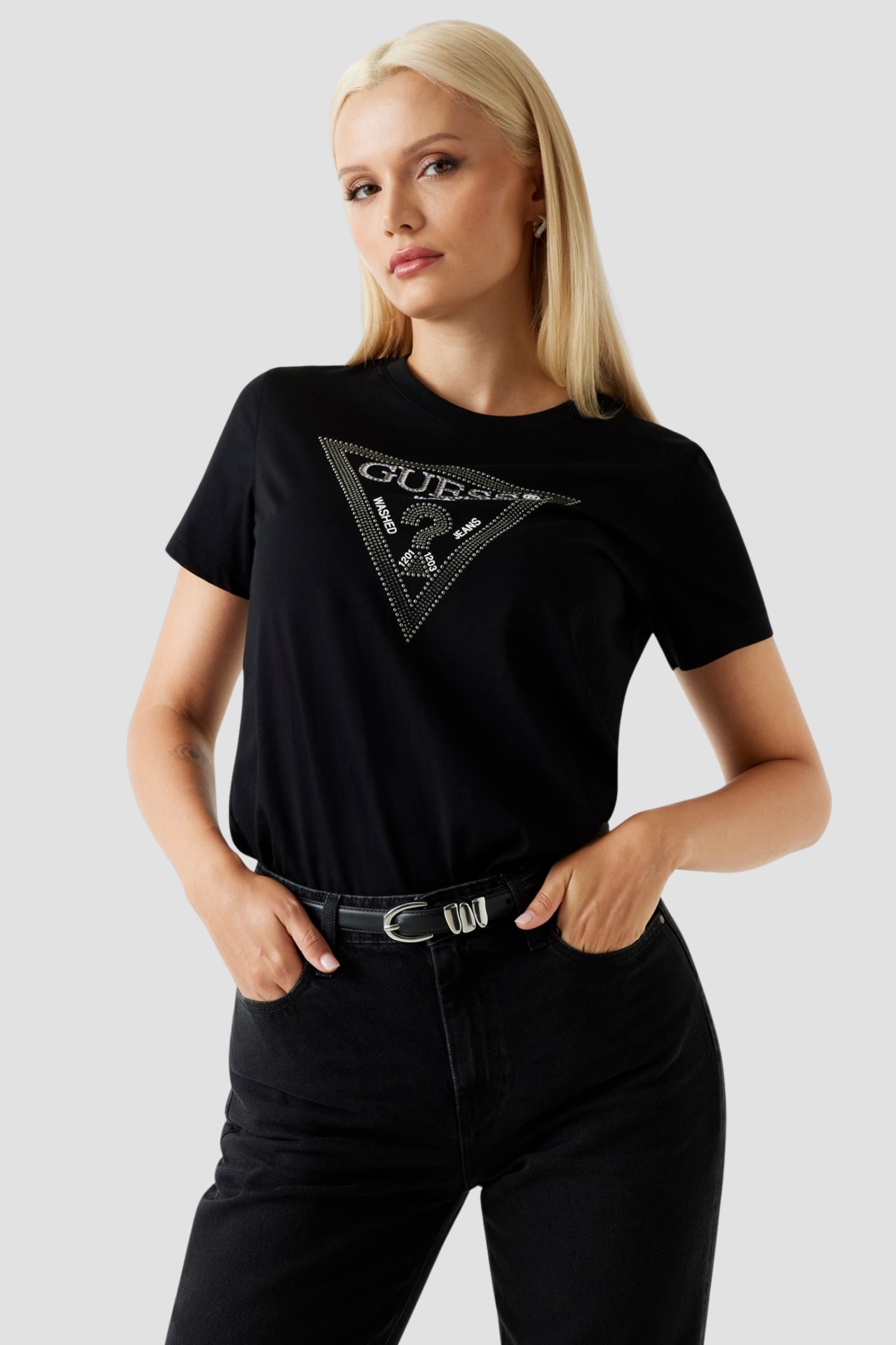 Жіноча чорна футболка Guess W5BI18.I3Z14;JBLK