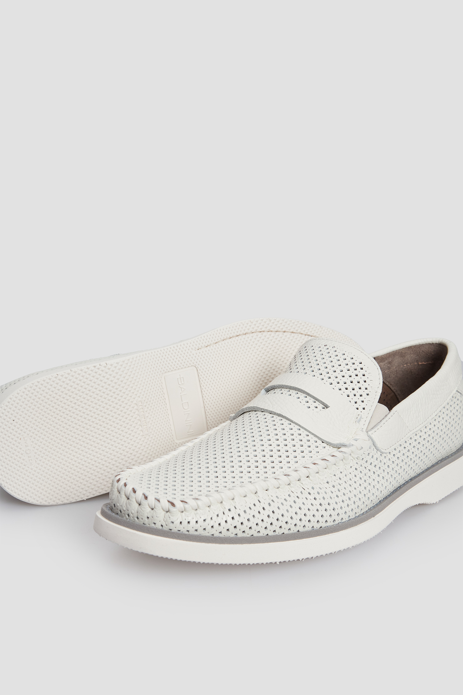 Мужские белые кожаные мокасины BALDININI U4E105P1VIFO;9000