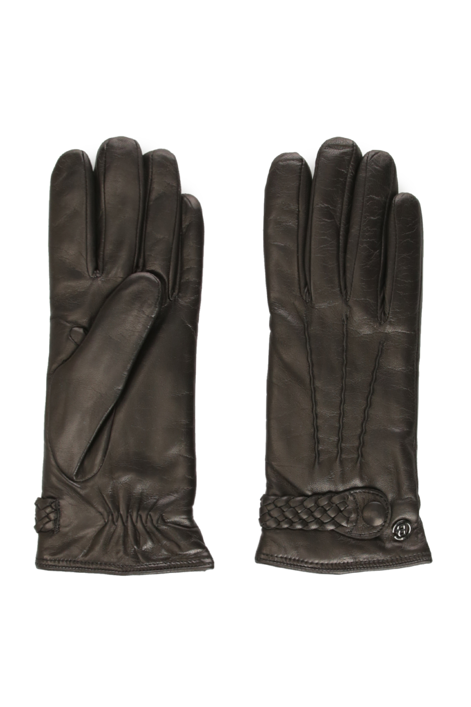 Женские черные кожаные перчатки Baldinini 027504;00