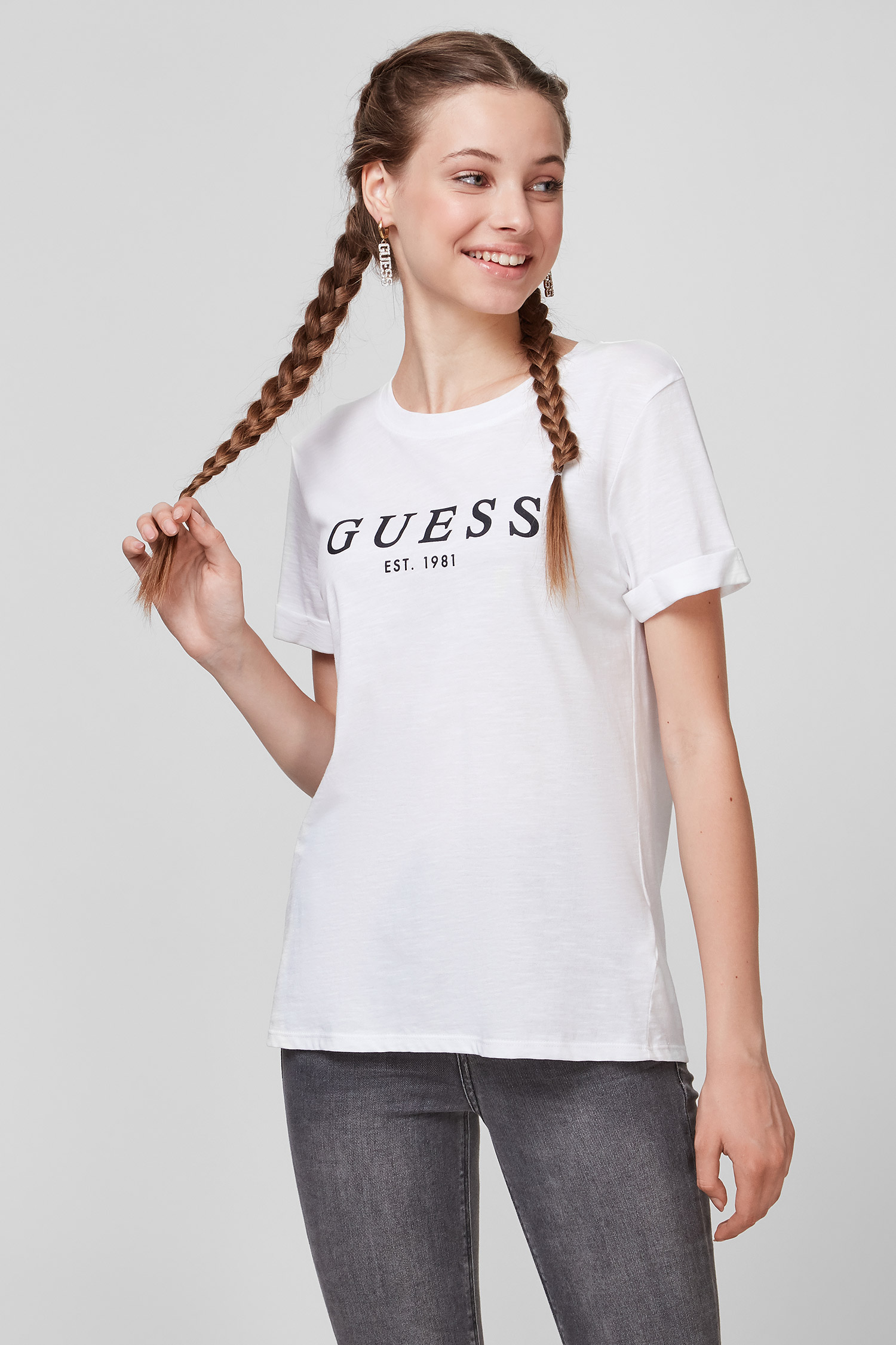 Белая футболка для девушек Guess W0GI69.R8G01;G011