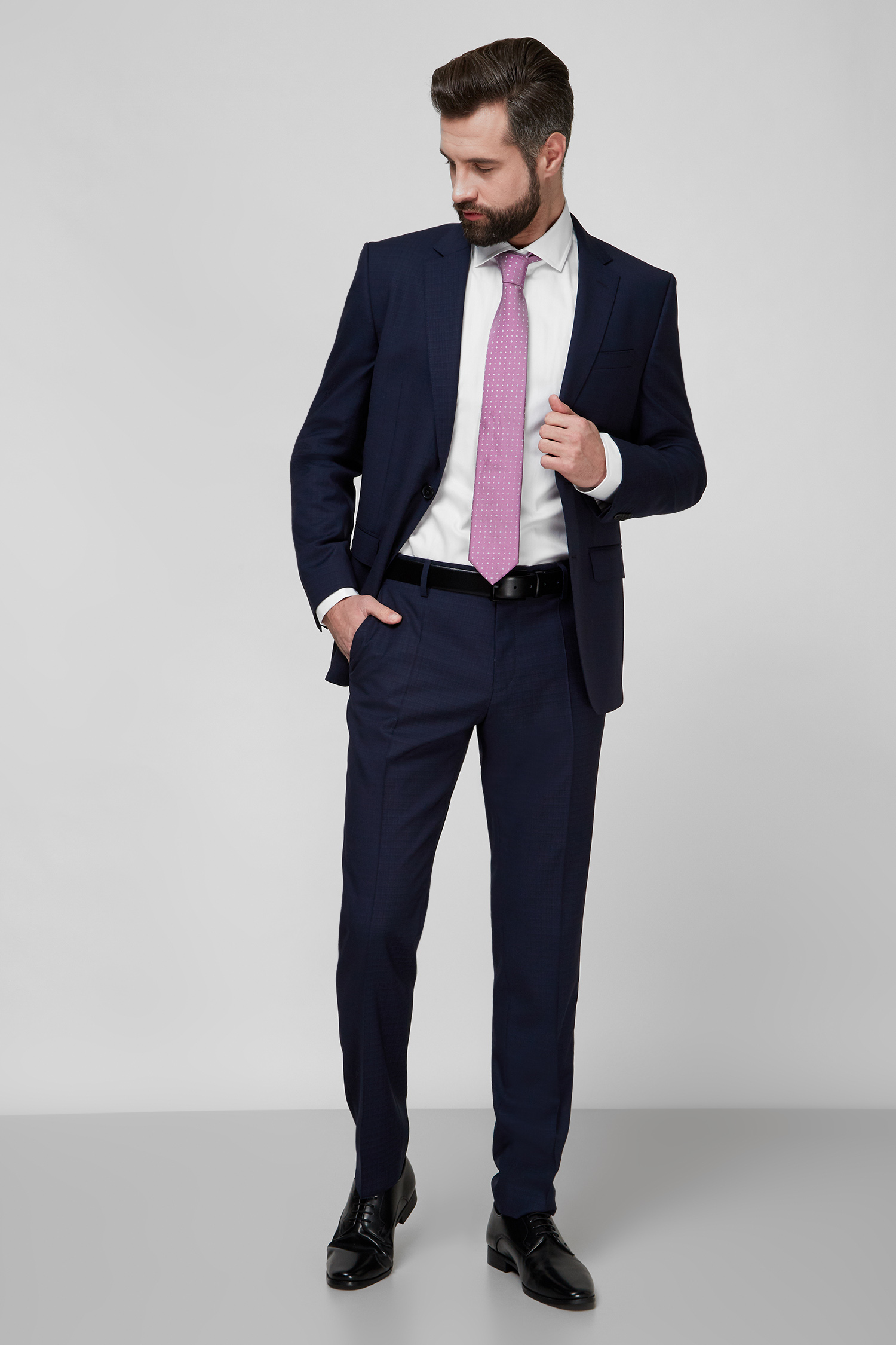 Мужской темно-синий шерстяной пиджак BOSS 50469536;404