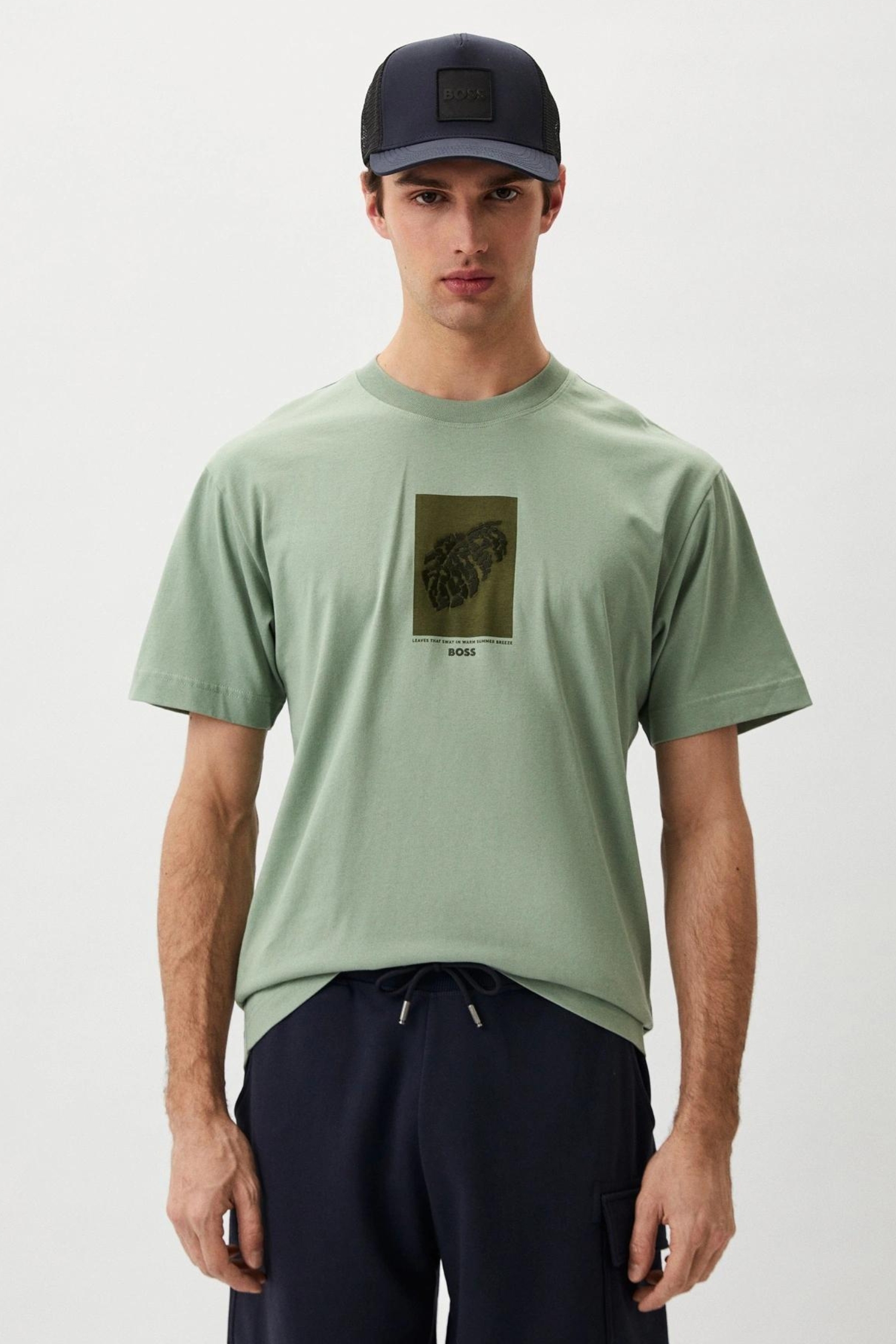 Мужская зеленая футболка BOSS 50512118;373