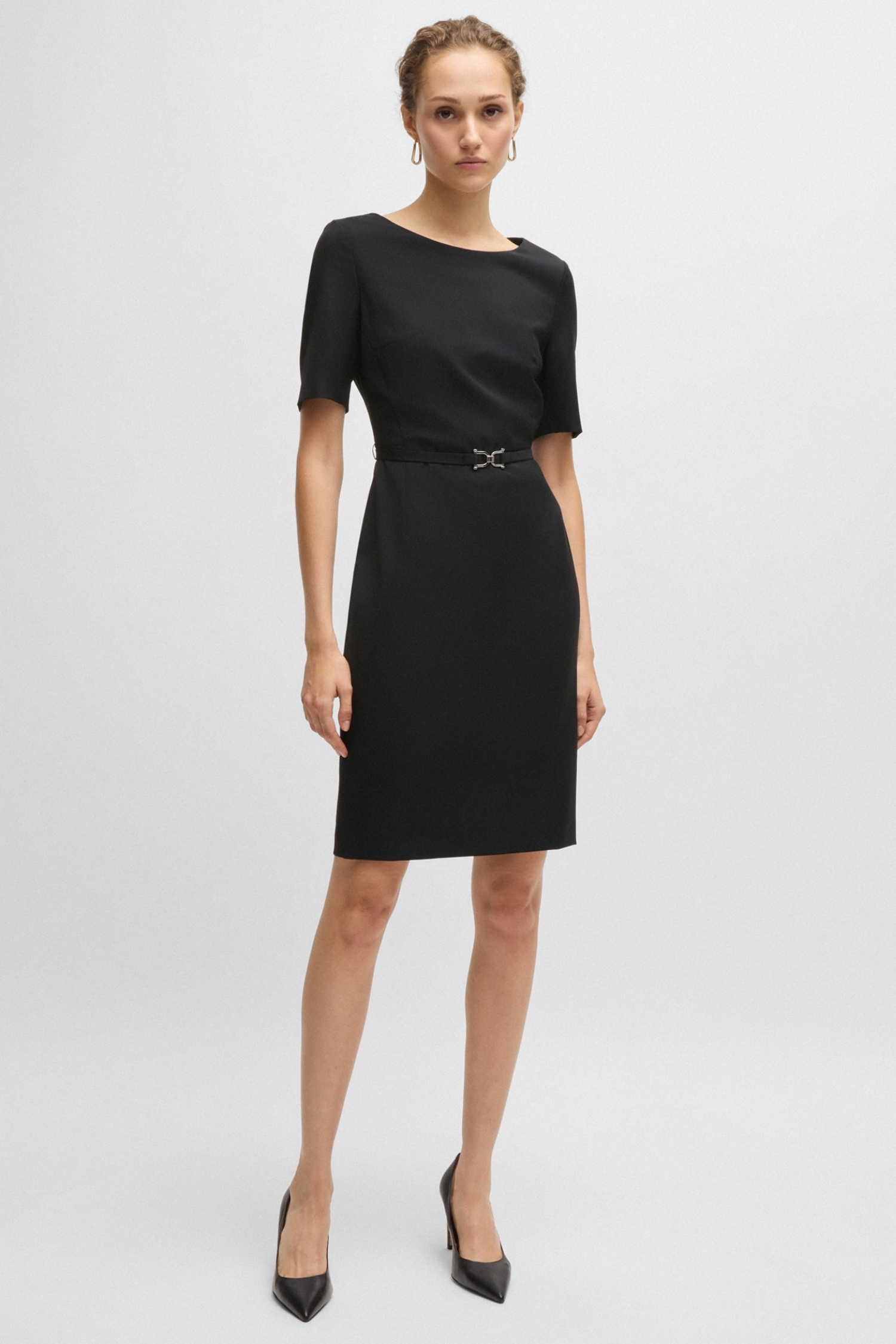 Жіноча чорна вовняна сукня BOSS 50490041;001