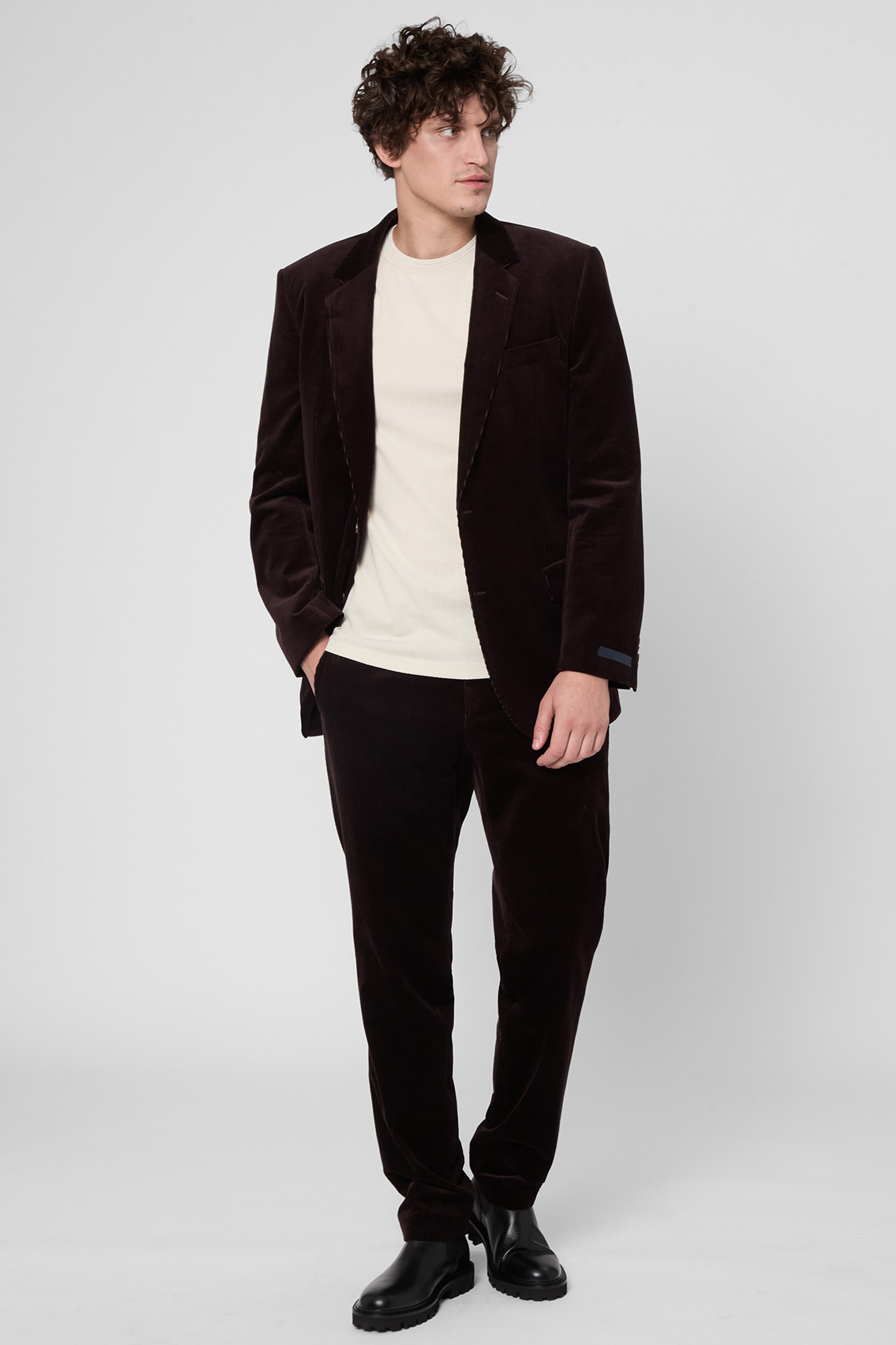 Чоловічі темно-коричневі вельветові брюки BECKHAM x BOSS BOSS 50557921;244