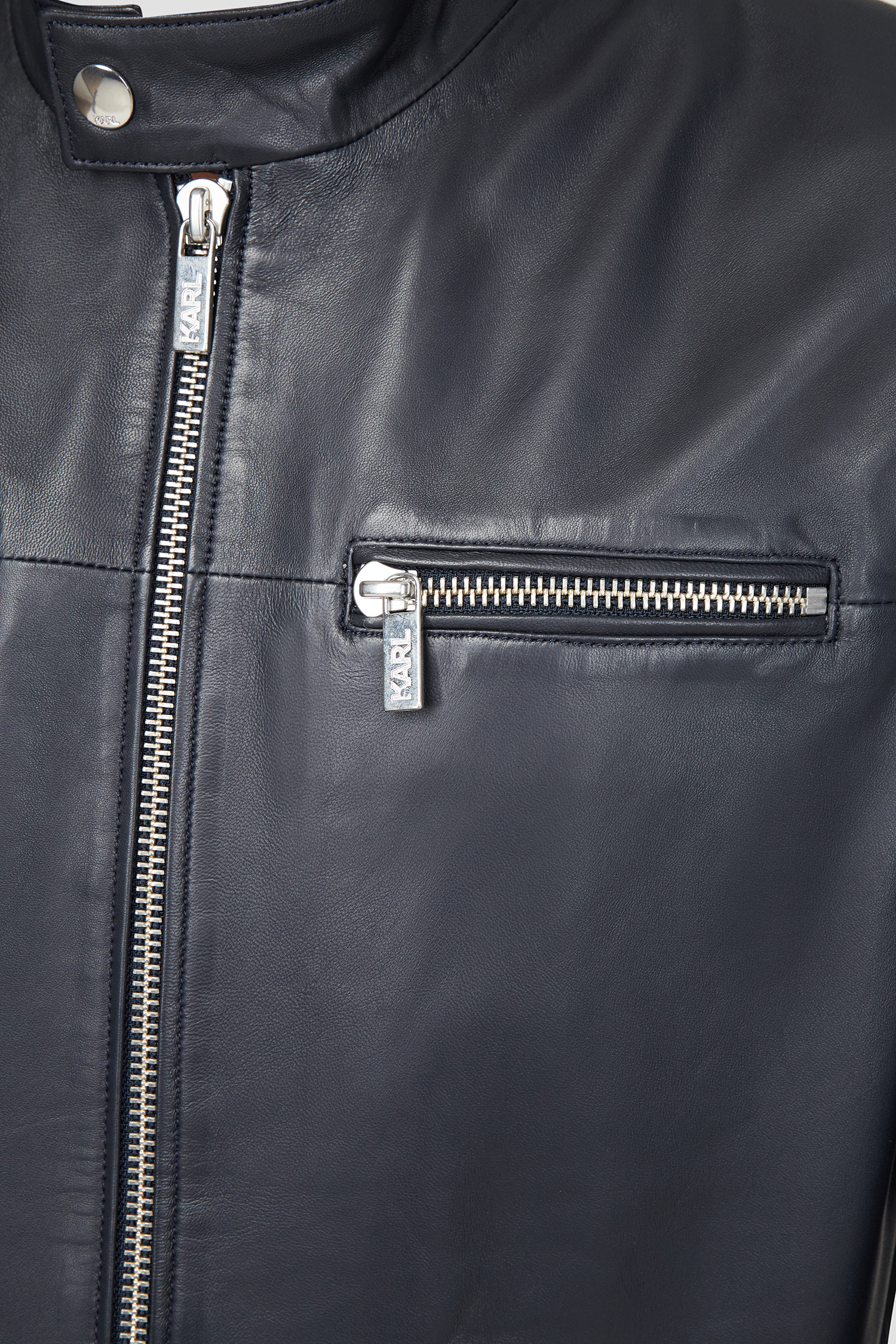 Мужская темно-синяя кожаная куртка Karl Lagerfeld 521404.555002;690