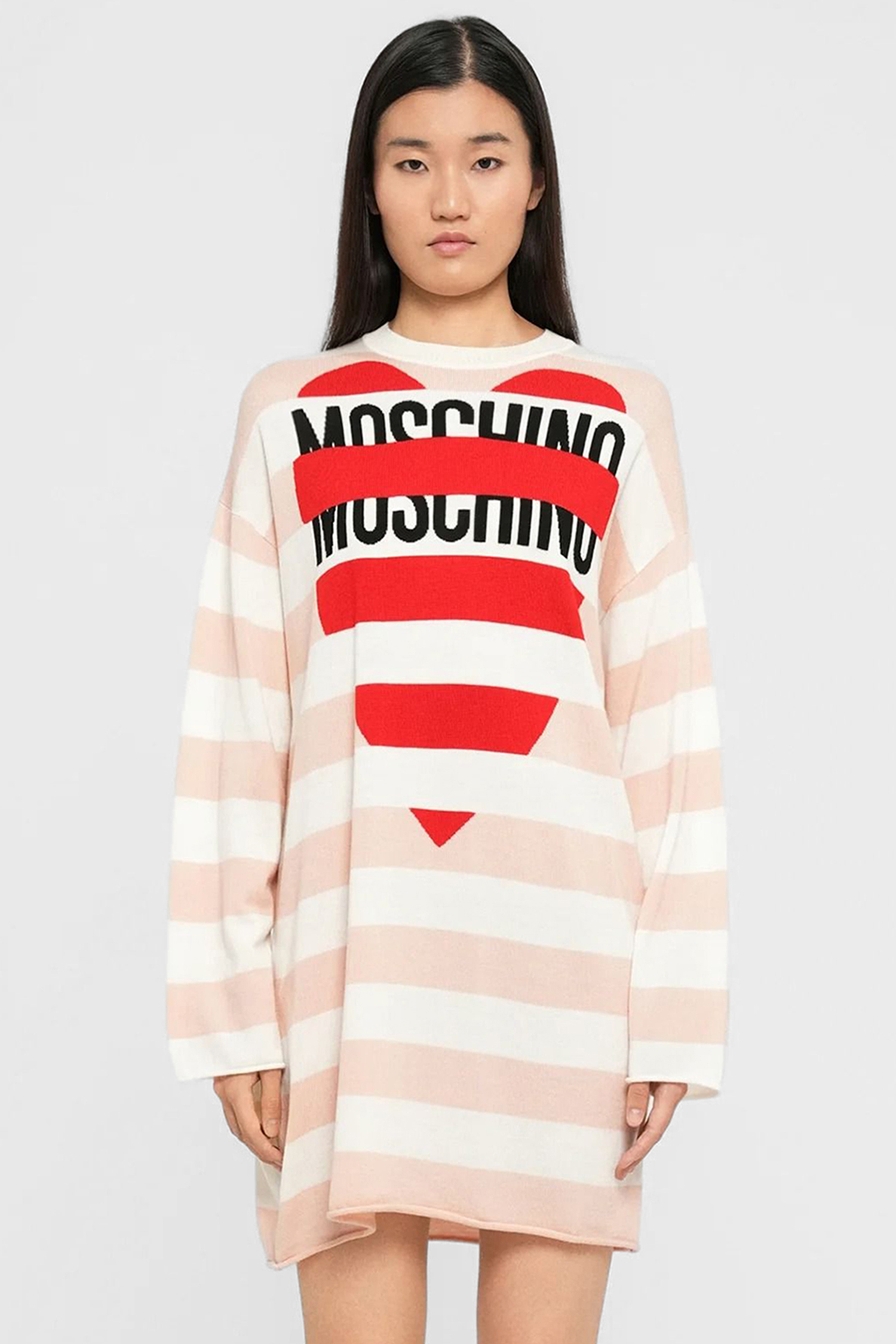 Женское шерстяное платье в полоску Moschino A0499.8212;2166