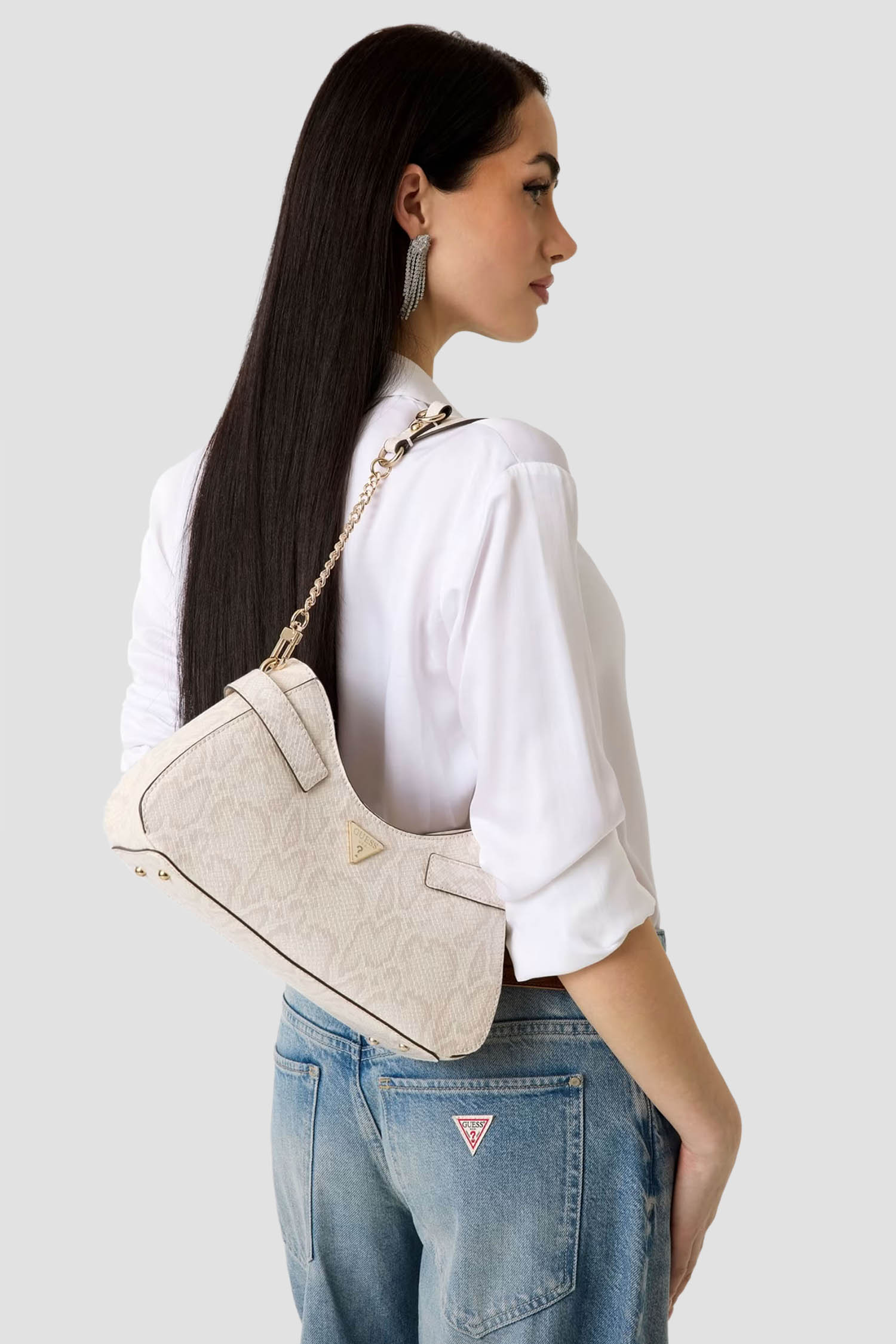 Женская белая сумка с узором Guess HWKG80.91180;OWM