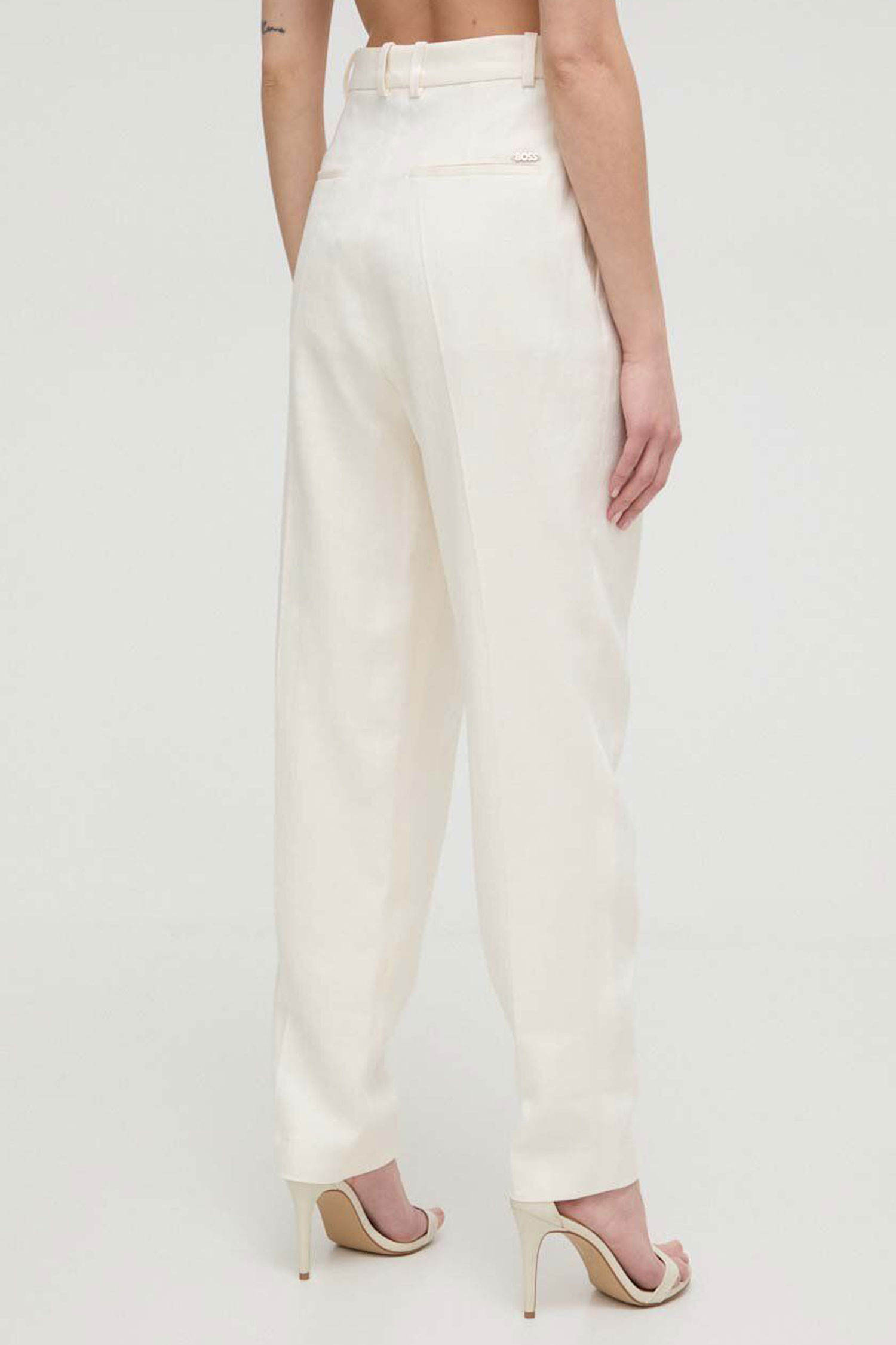 Женские белые льняные брюки BOSS 50512869;118