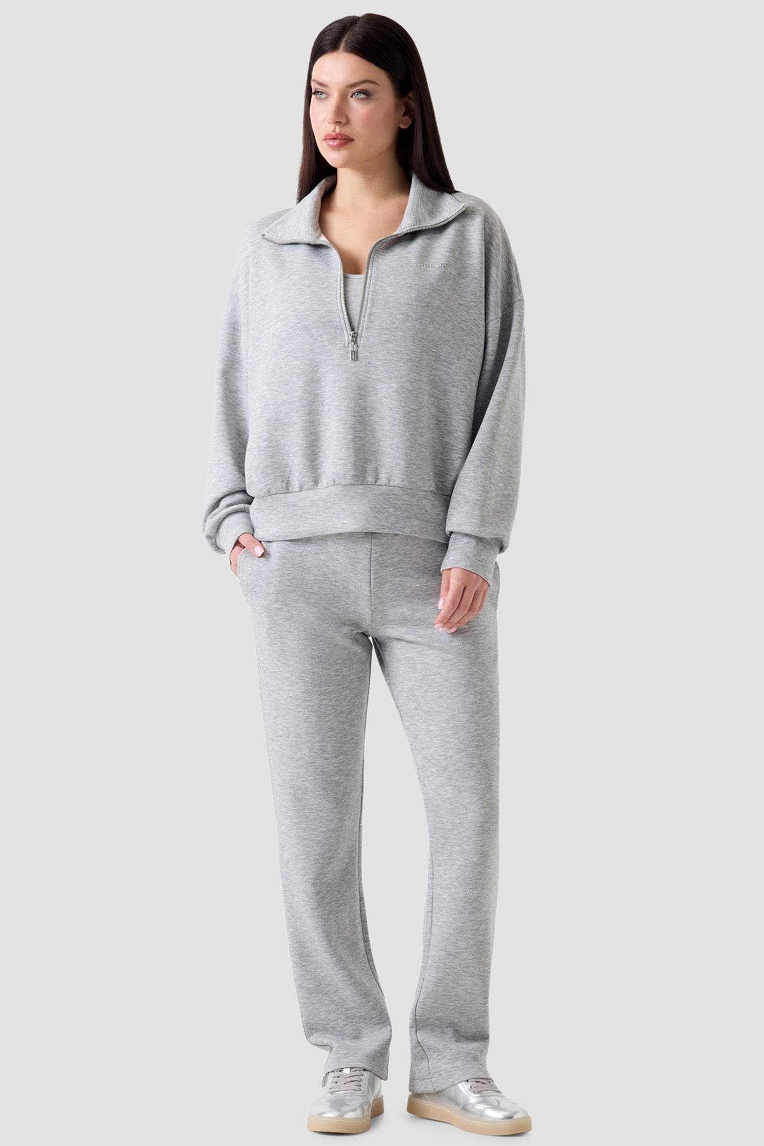 Женская серая спортивная кофта Guess V6YQ25.K4801;H90V