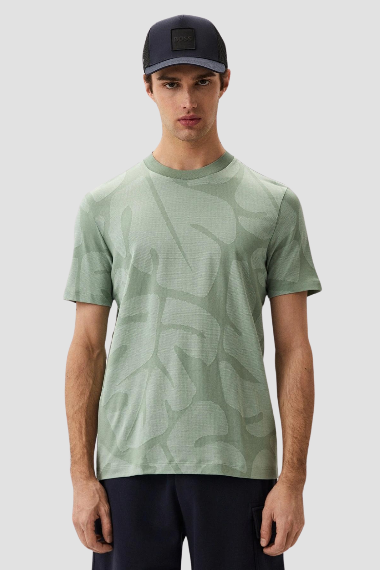 Мужская зеленая футболка с узором BOSS 50511843;373