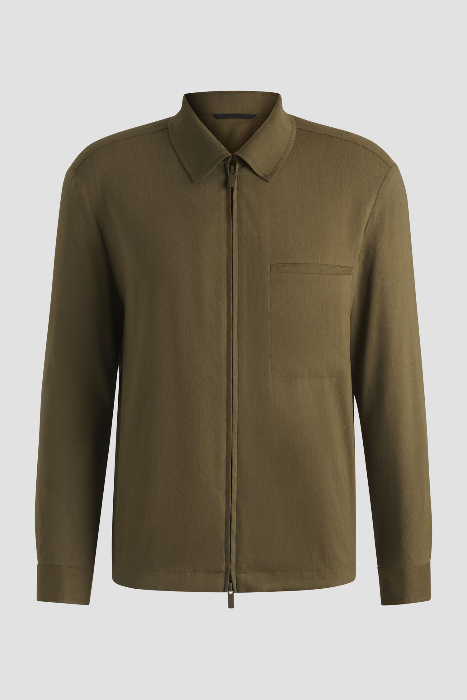 Мужская оливковая льняная рубашка BOSS 50540701;302