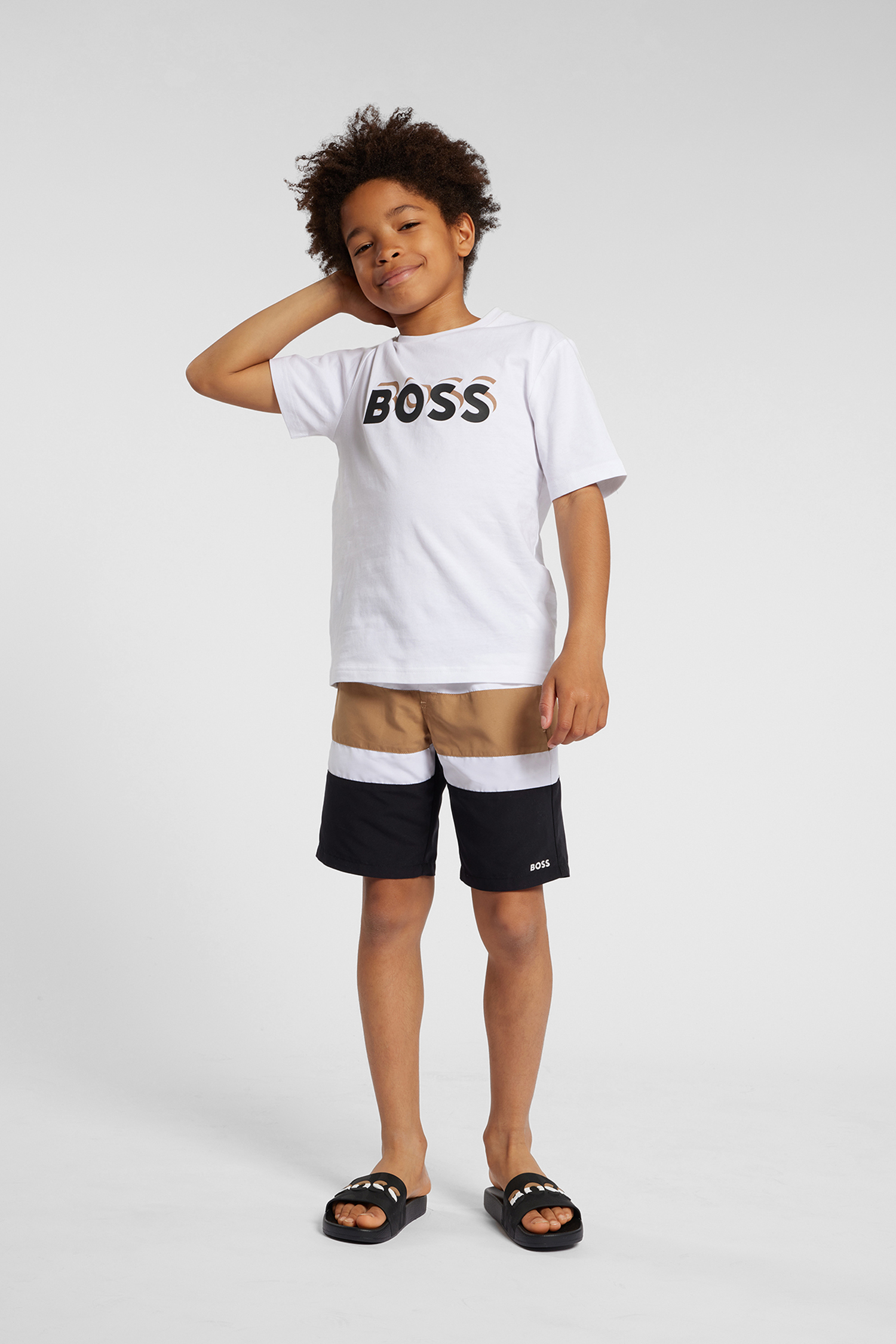 Дитяча біла футболка BOSS kids J50723;10P