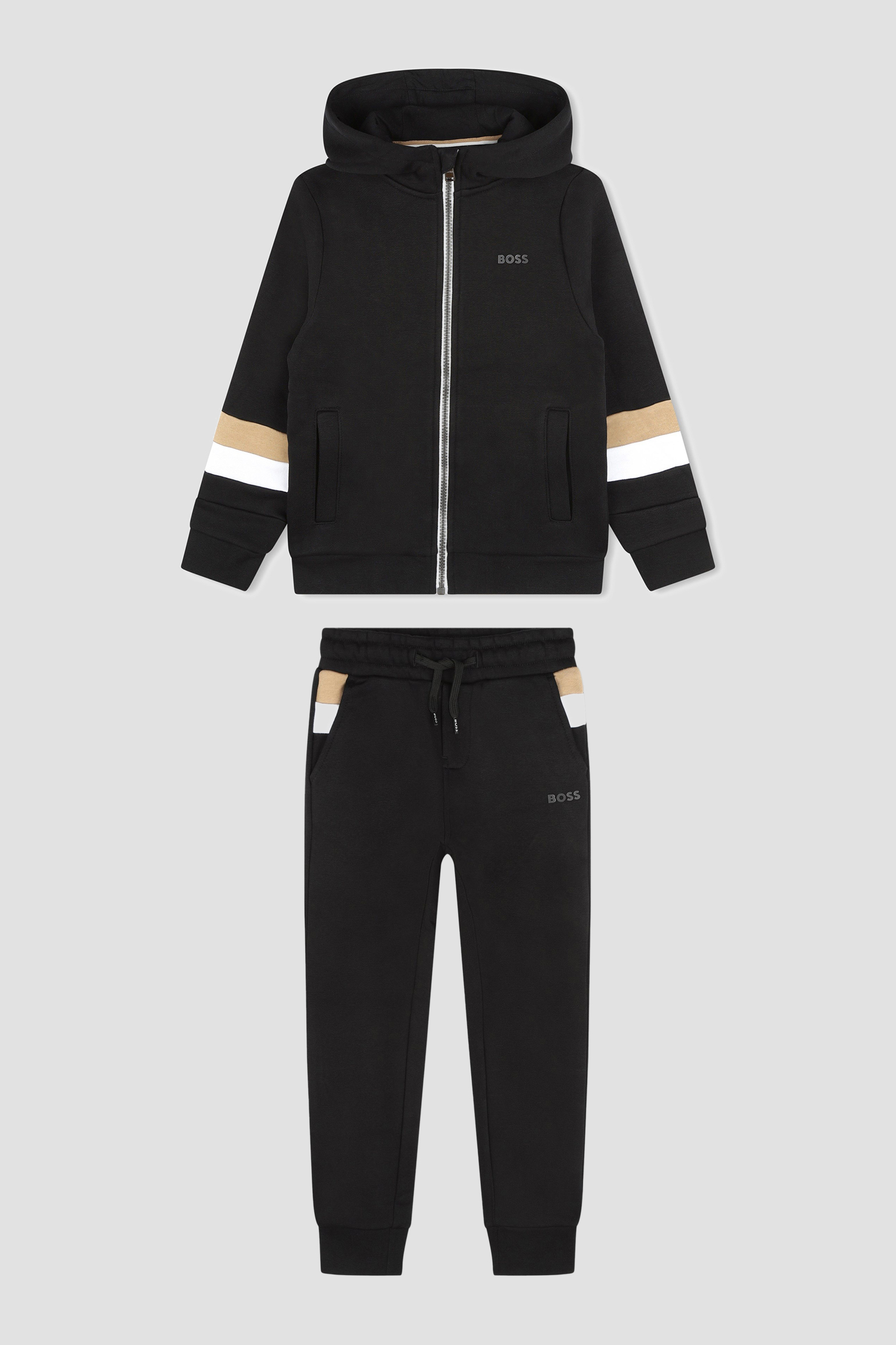 Детский черный спортивный костюм (худи, брюки) BOSS kids J28122;09B