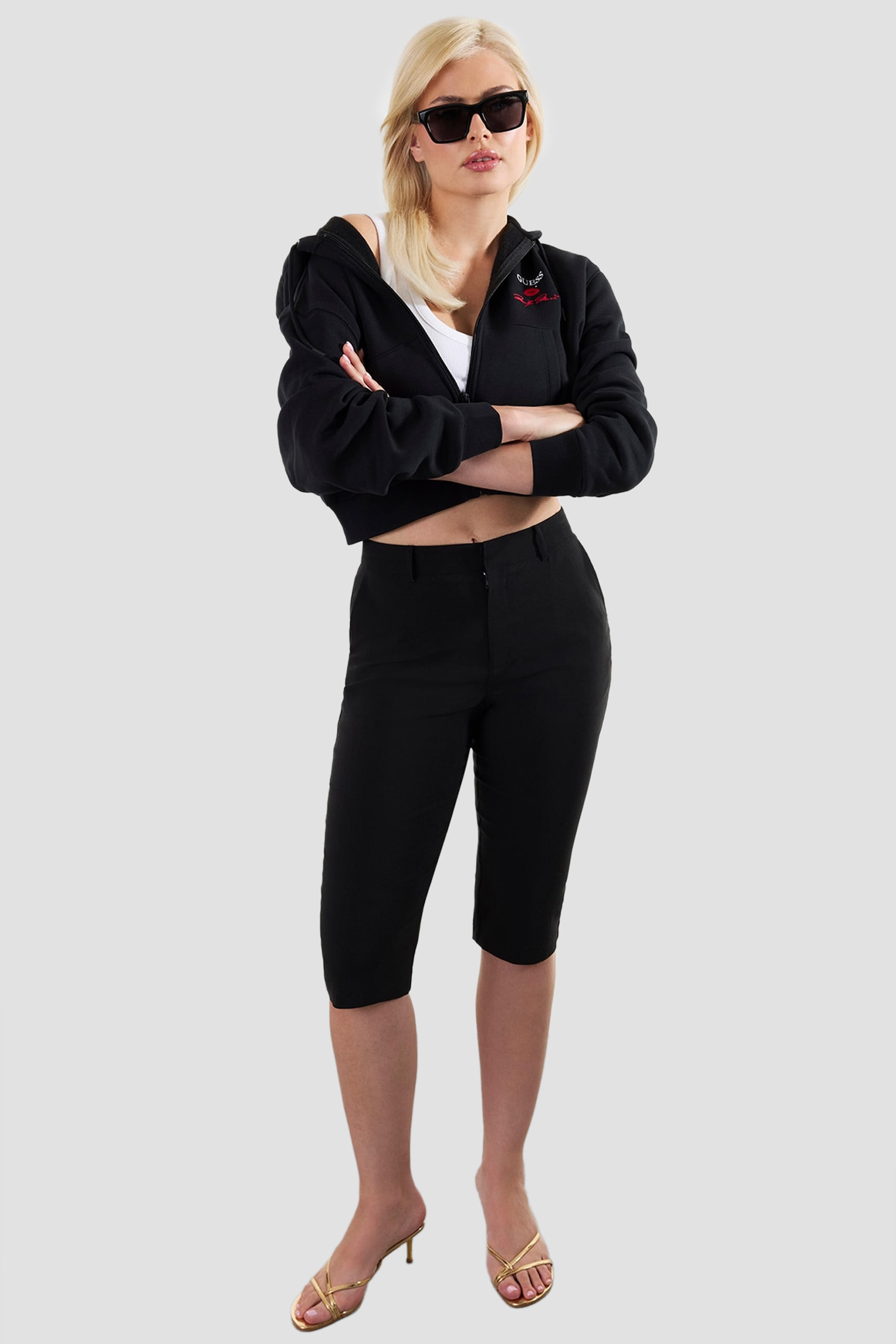 Жіноча чорна кофта на блискавці Guess W6YQ24.K6717;JBLK