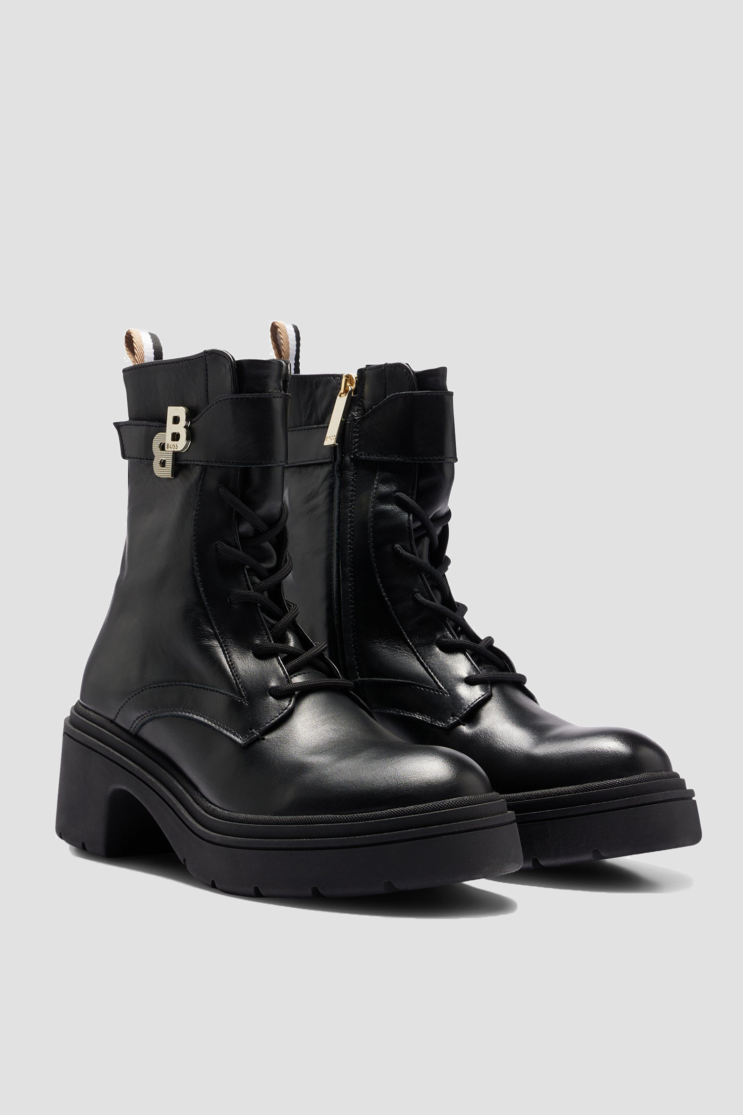 Женские черные кожаные ботинки BOSS 50503747;001