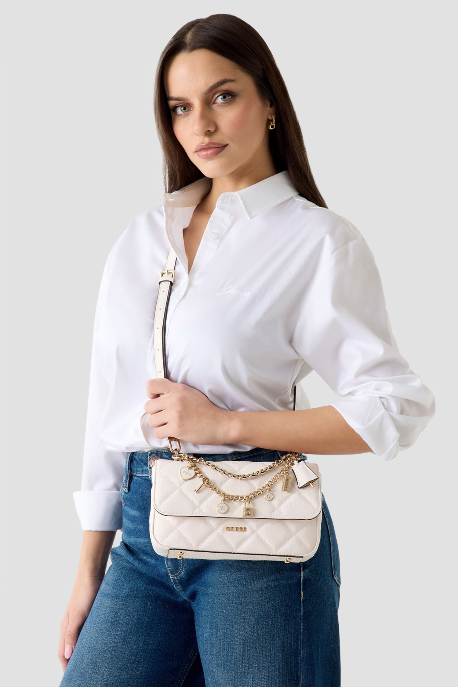 Женская белая сумка Guess HWGG99.12200;OFF