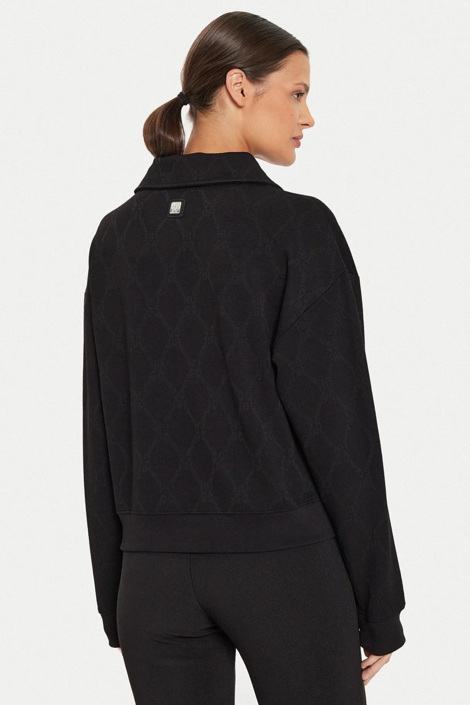 Женское черное поло с узором HUGO 50517120;971