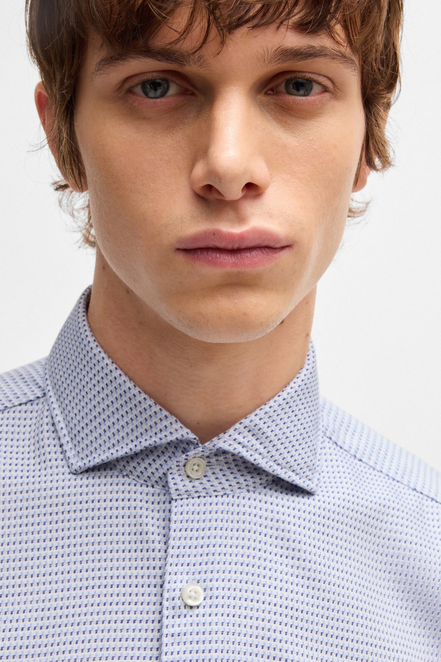 Мужская голубая рубашка с узором BOSS 50533712;425