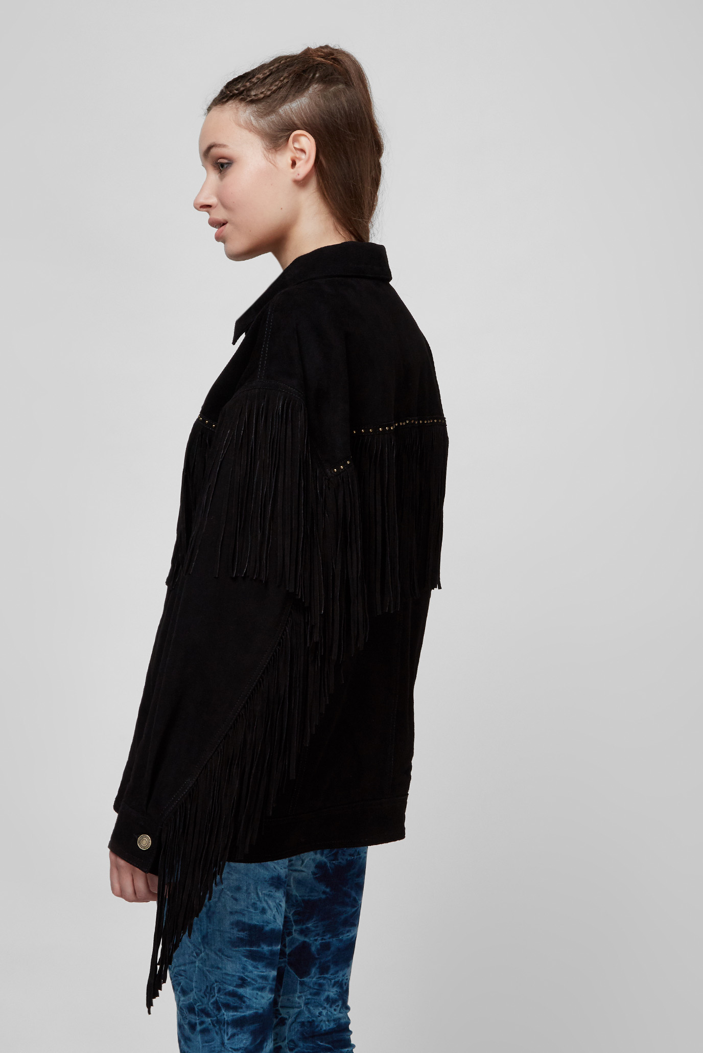 Черная замшевая куртка для девушек Guess W2RL13.L0P70;JBLK