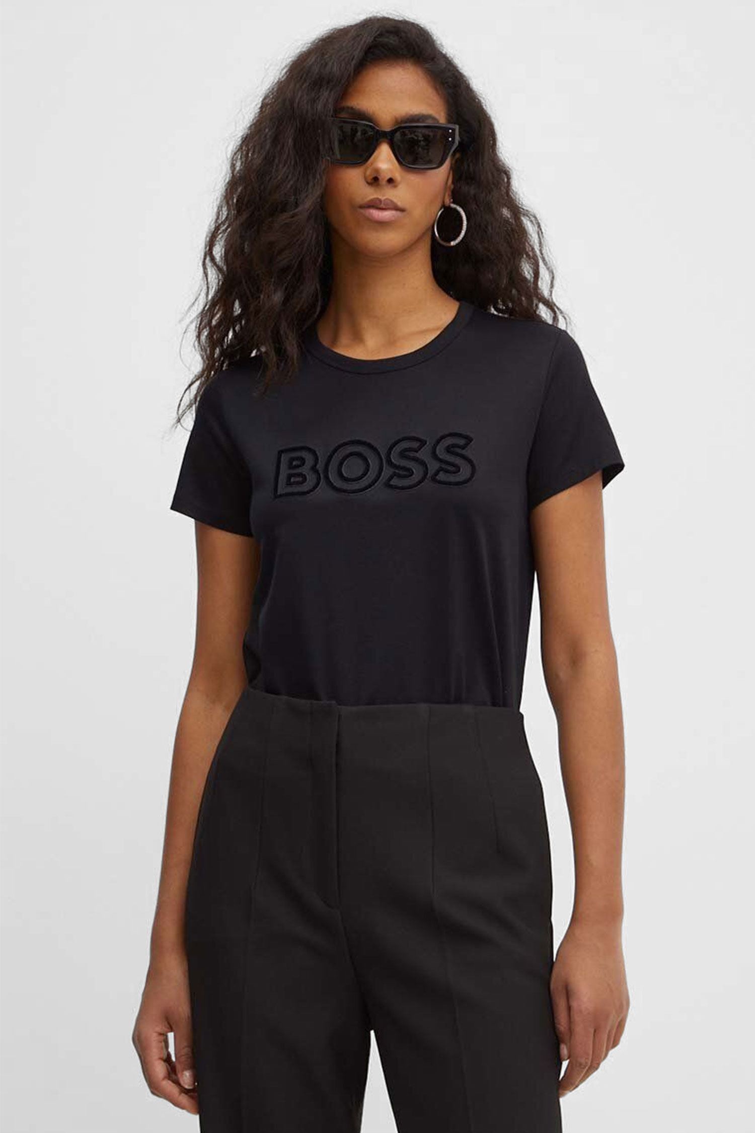 Женская черная футболка BOSS 50522209;001