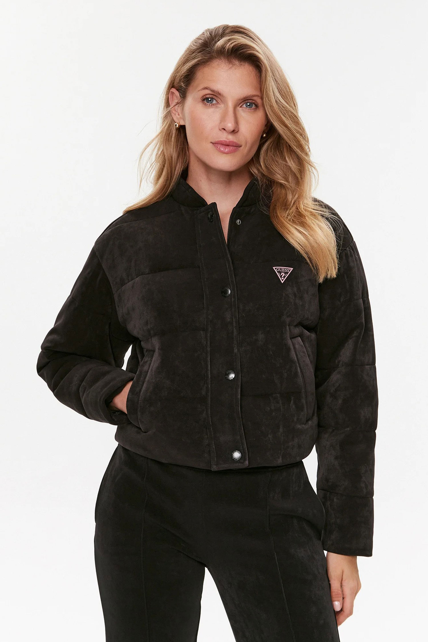 Женская черная вельветовая куртка Guess V3BL00.KBC00;JBLK
