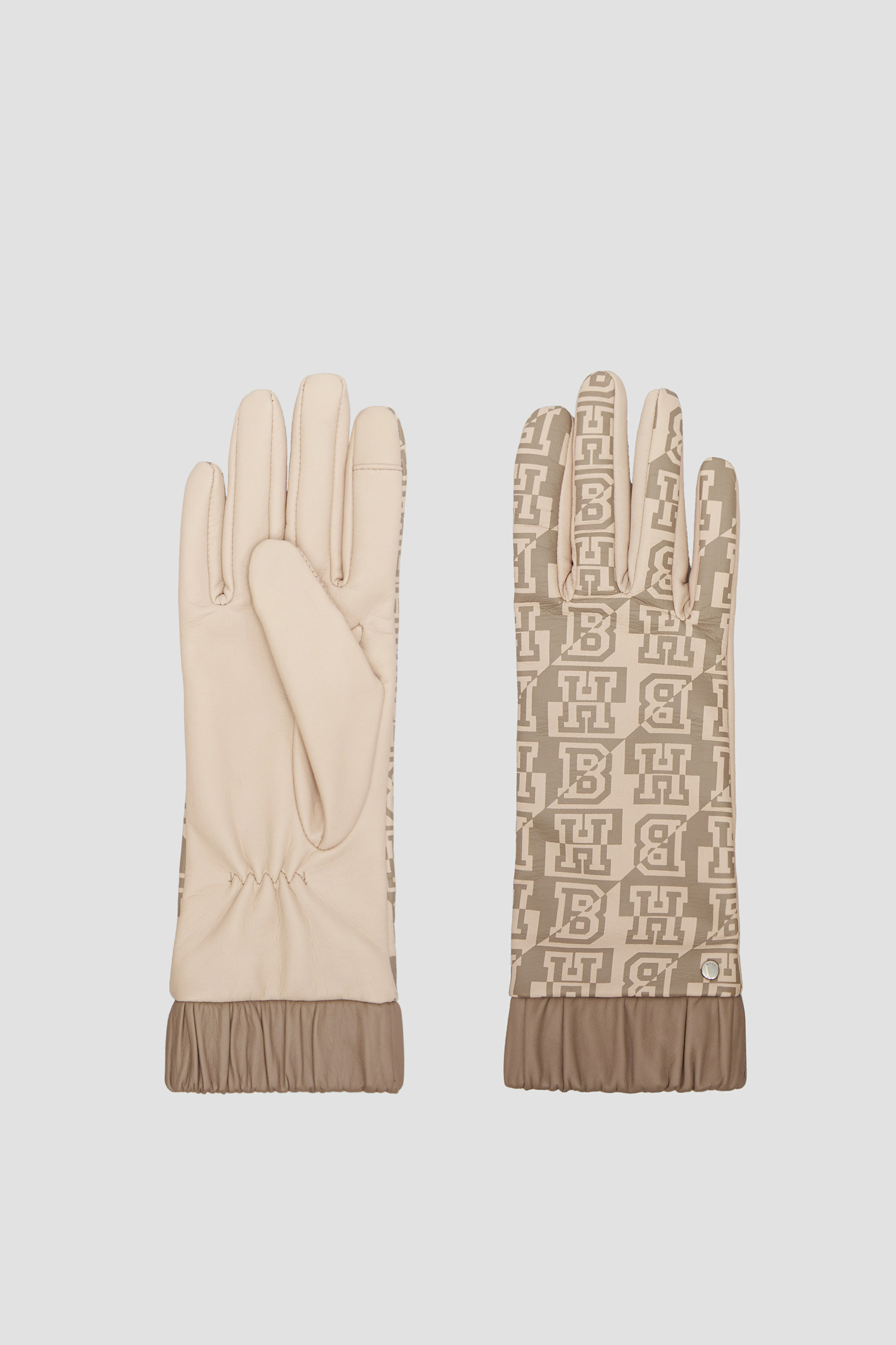Женские бежевые кожаные перчатки с узором BOSS 50458018;235