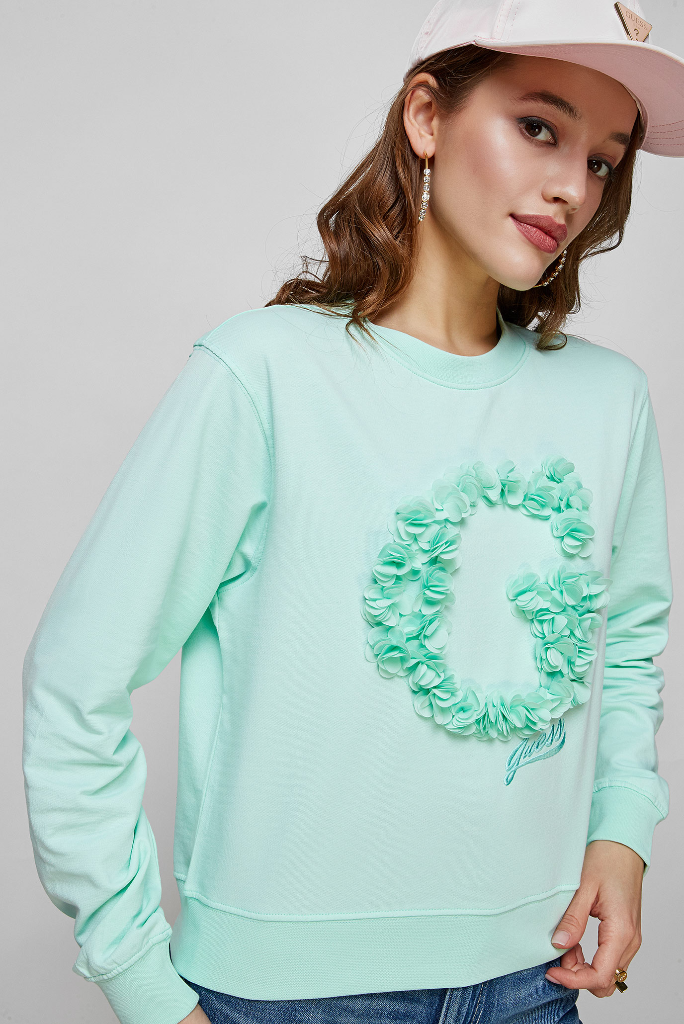 Женский мятный свитшот Guess W2GQ16.KB3N0;A80A
