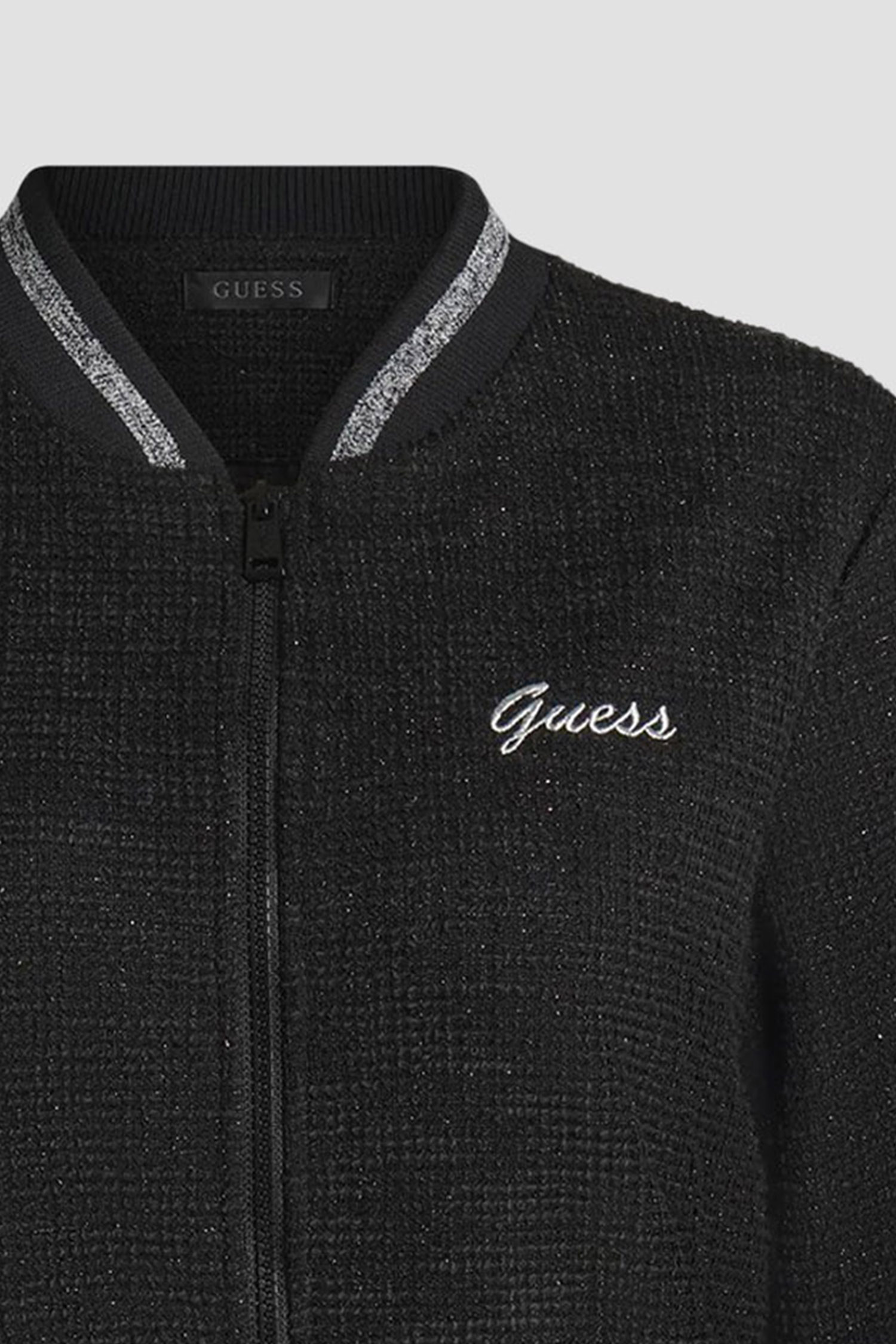 Жіноча чорна твідова спортивна кофта Guess W6YQ15.K4353;FJ5N