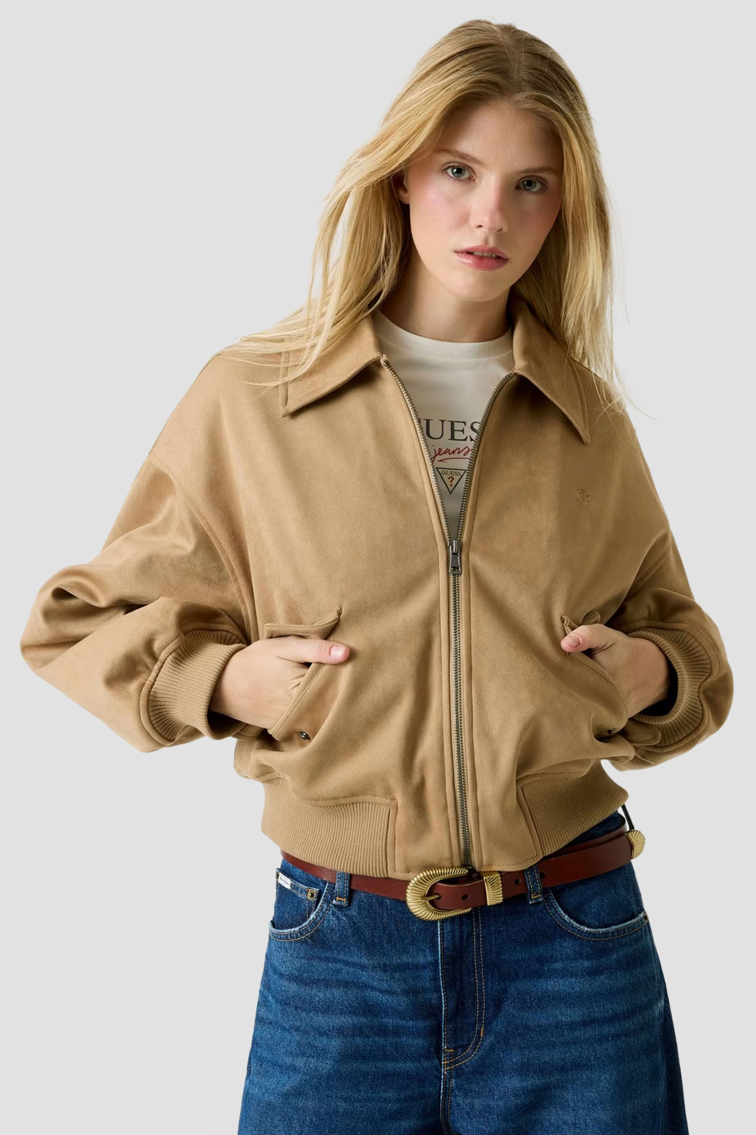 Жіноча бежева куртка Guess Jeans W6RL36.WJ842;G1FE