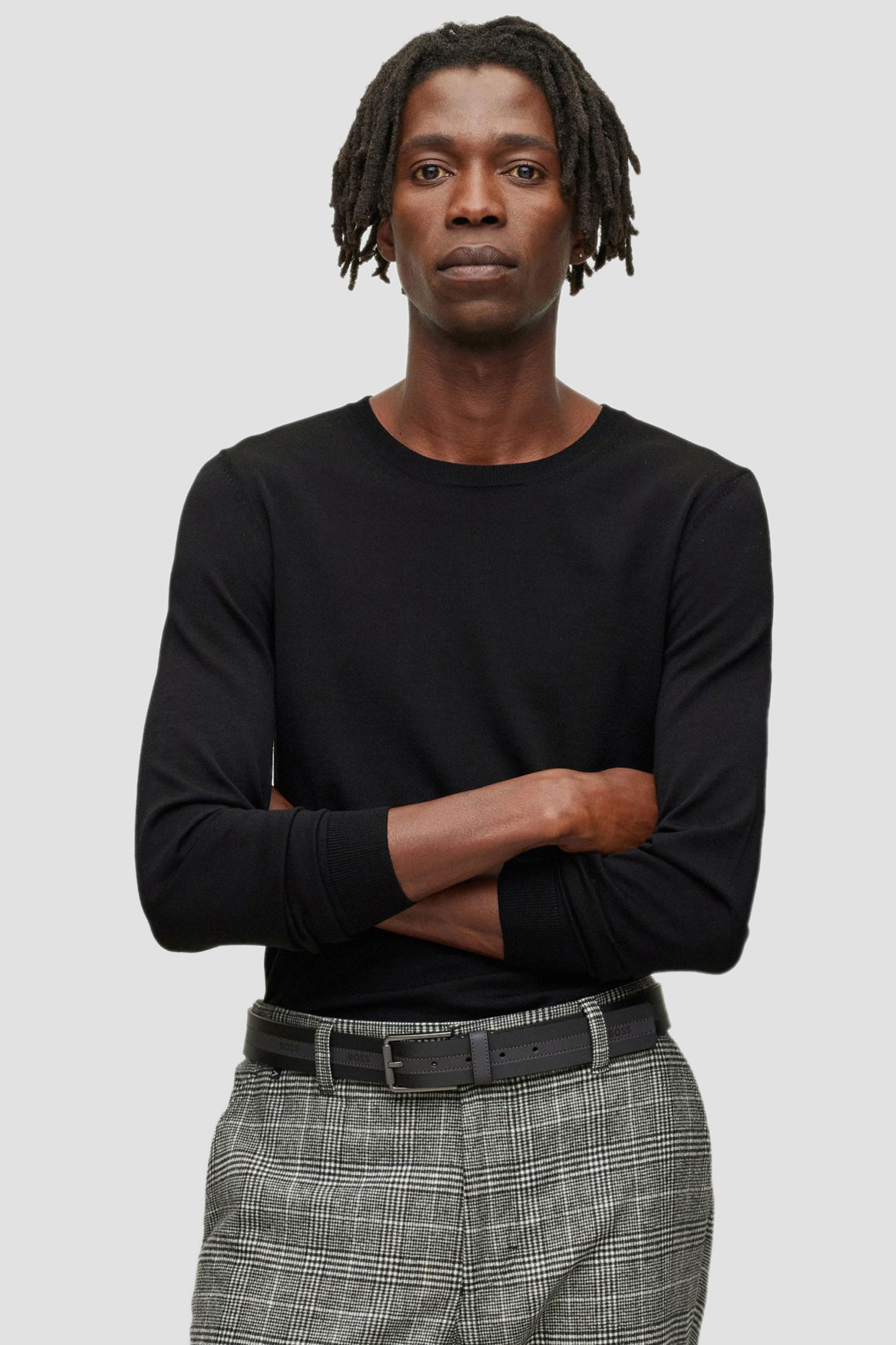 Чоловічий чорний вовняний джемпер BOSS 50468239;001