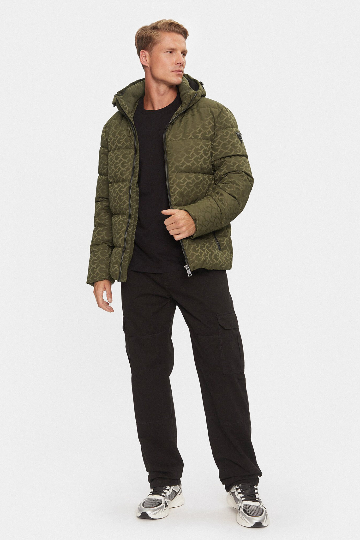 Чоловіча зелена куртка з візерунком Guess M4BL42.WG9L2;F8LA