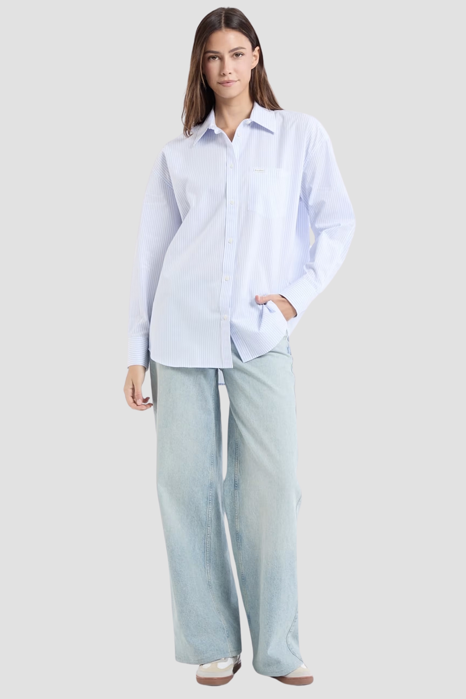 Жіноча блакитна сорочка в смужку Guess Jeans W5RH94.WGZ11;FB9A