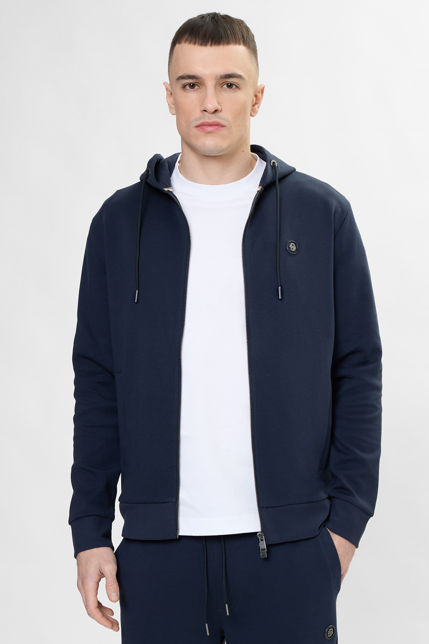 Чоловіча темно-синя кофта на блискавці BOSS 50555851;404